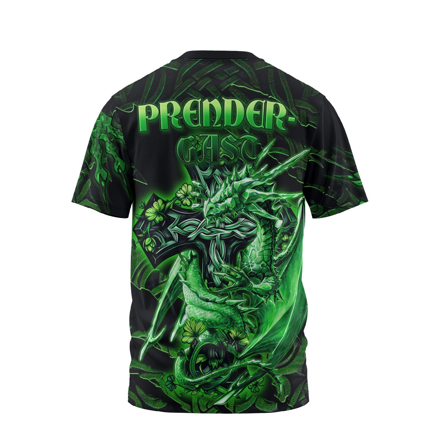 Prendergast T-Shirts Celtic Cross And Dragon Style