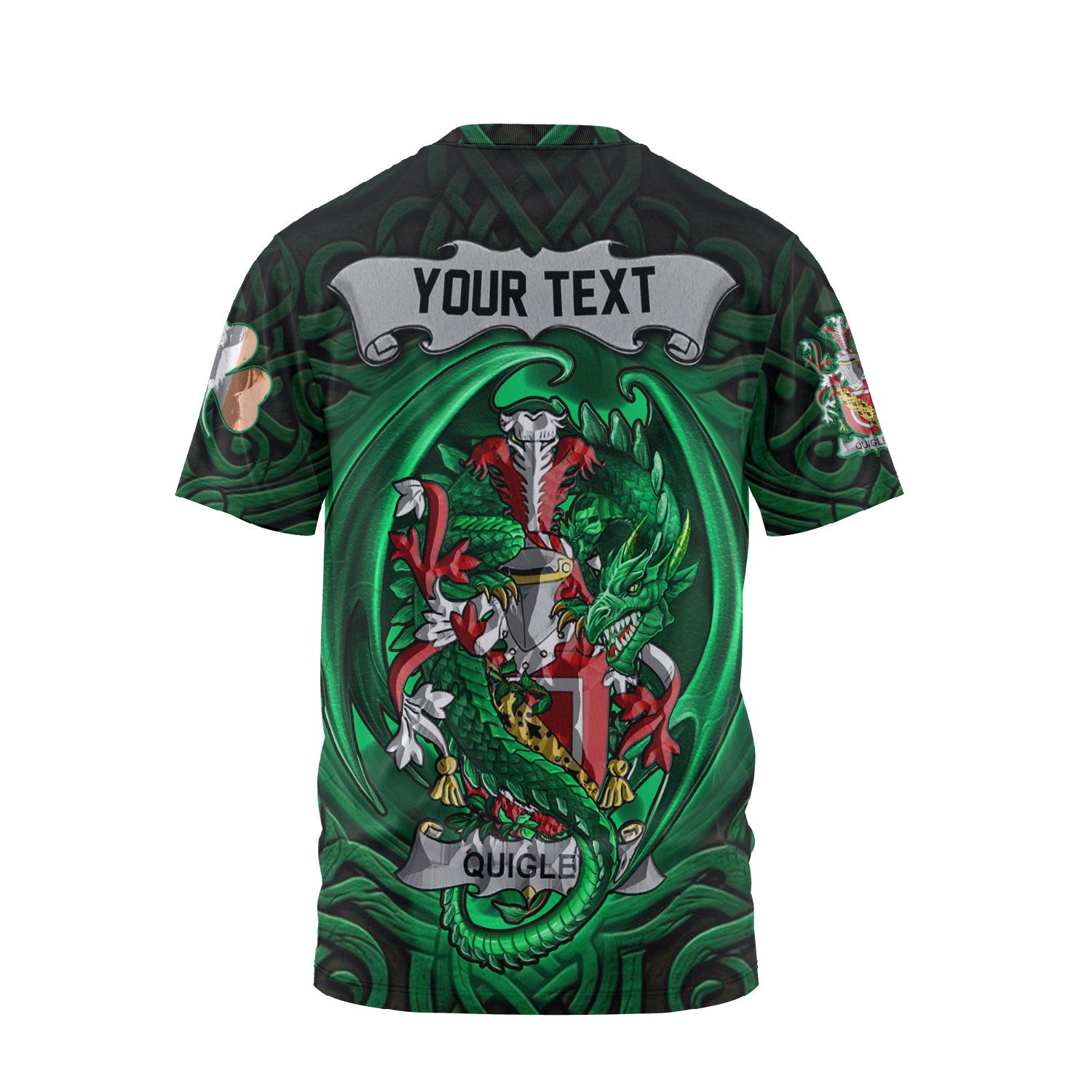 Quigley or O Quigley T-Shirts The Green Dragon Of Ireland Style