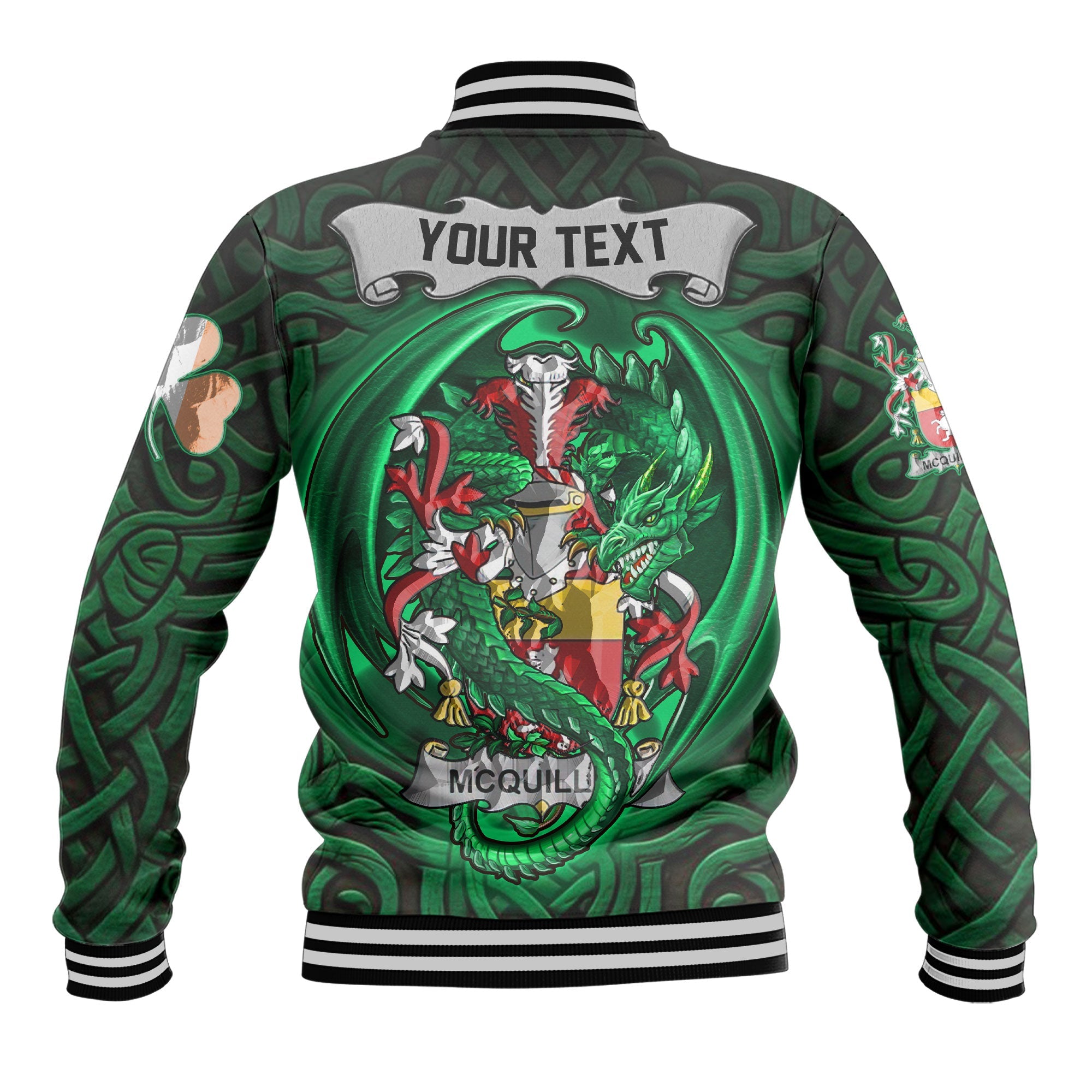 Quillan or McQuillan Baseball Jackets The Green Dragon Of Ireland Style