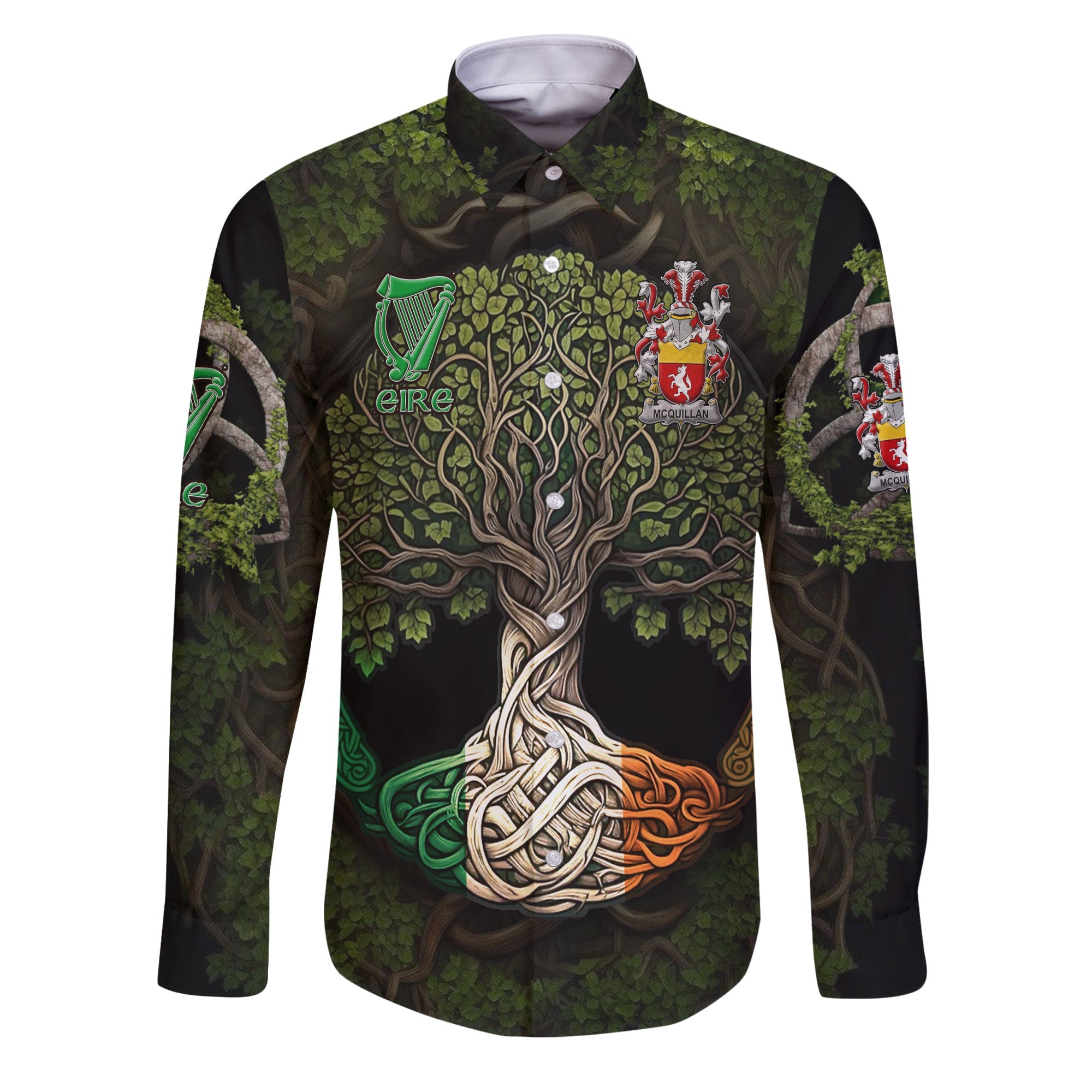 Quillan or McQuillan Long Sleeve Button Shirts Ireland Is My Root Style