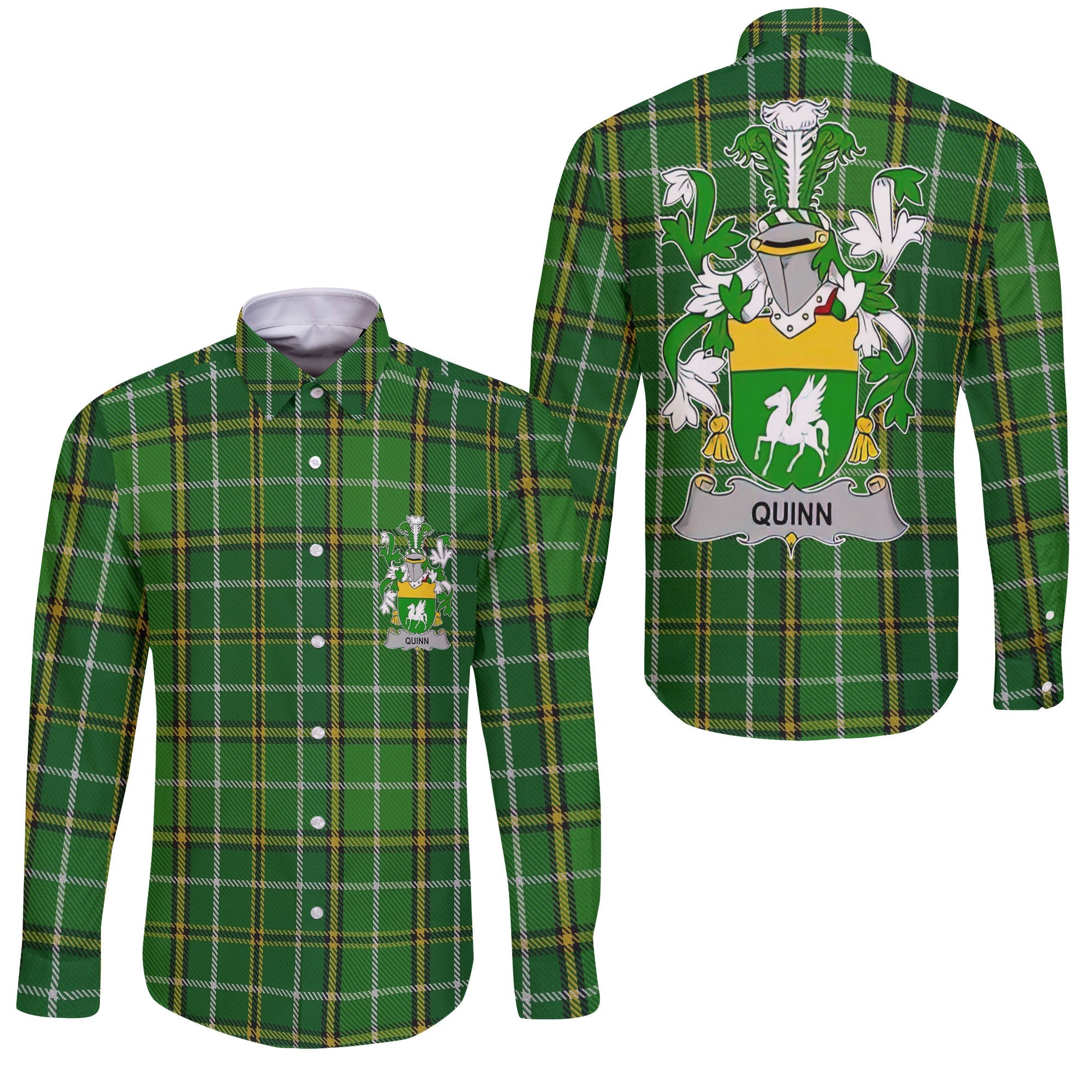 Quinn or O Quin Long Sleeve Button Shirts Crest And National Plaid Style