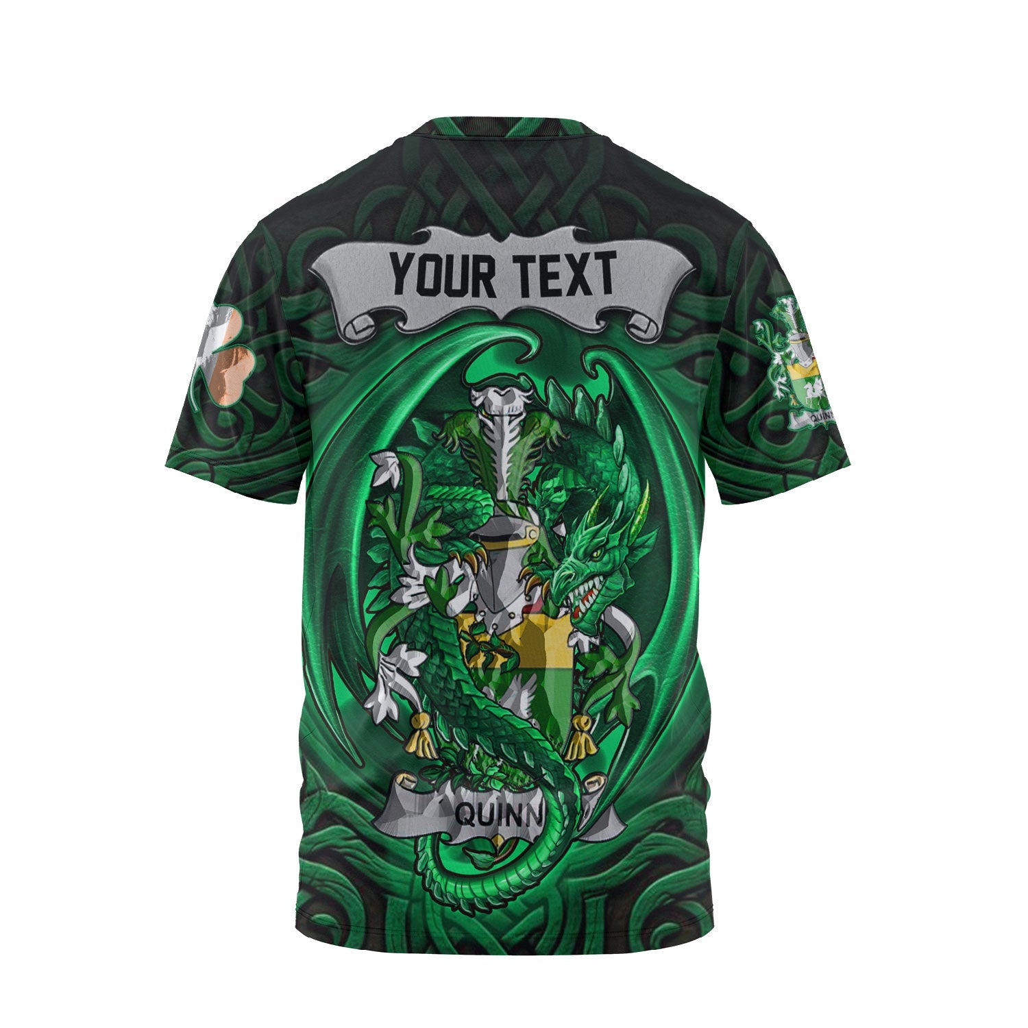 Quinn or O Quin T-Shirts The Green Dragon Of Ireland Style