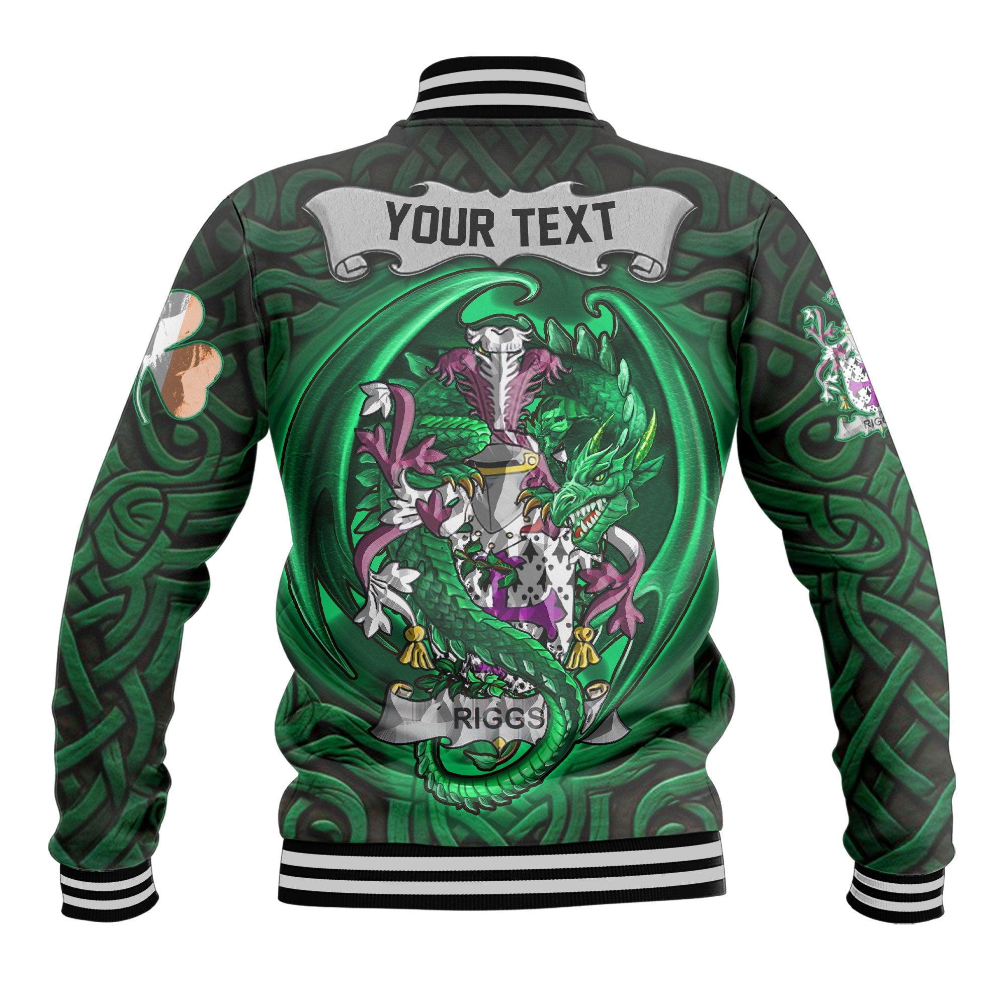 Riggs Baseball Jackets The Green Dragon Of Ireland Style