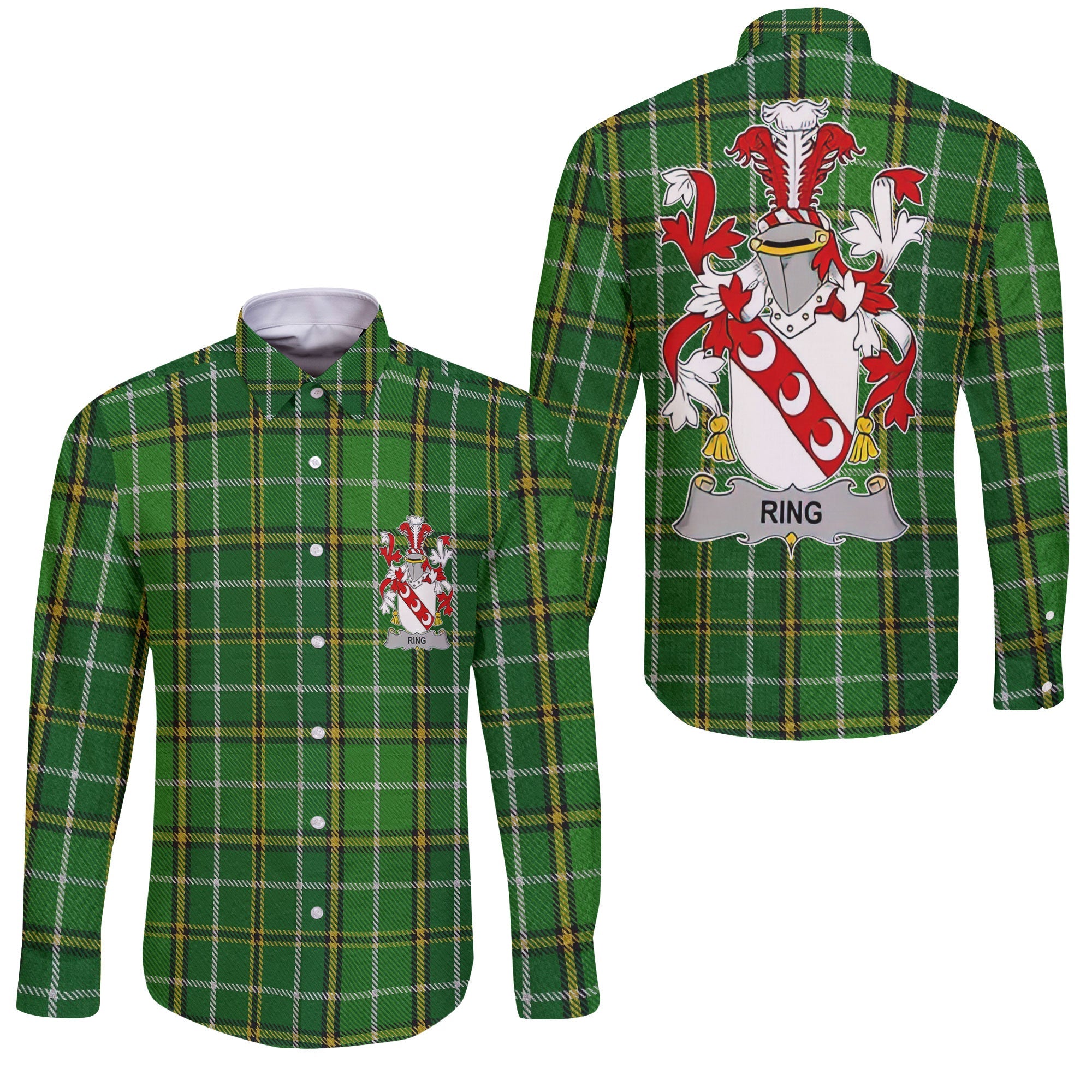 Ring or O Ring Long Sleeve Button Shirts Crest And National Plaid Style