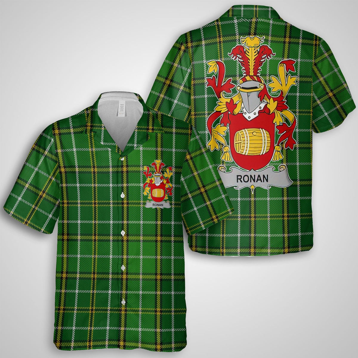 Ronan or O Ronan Hawaiian Shirts Crest And National Plaid Style