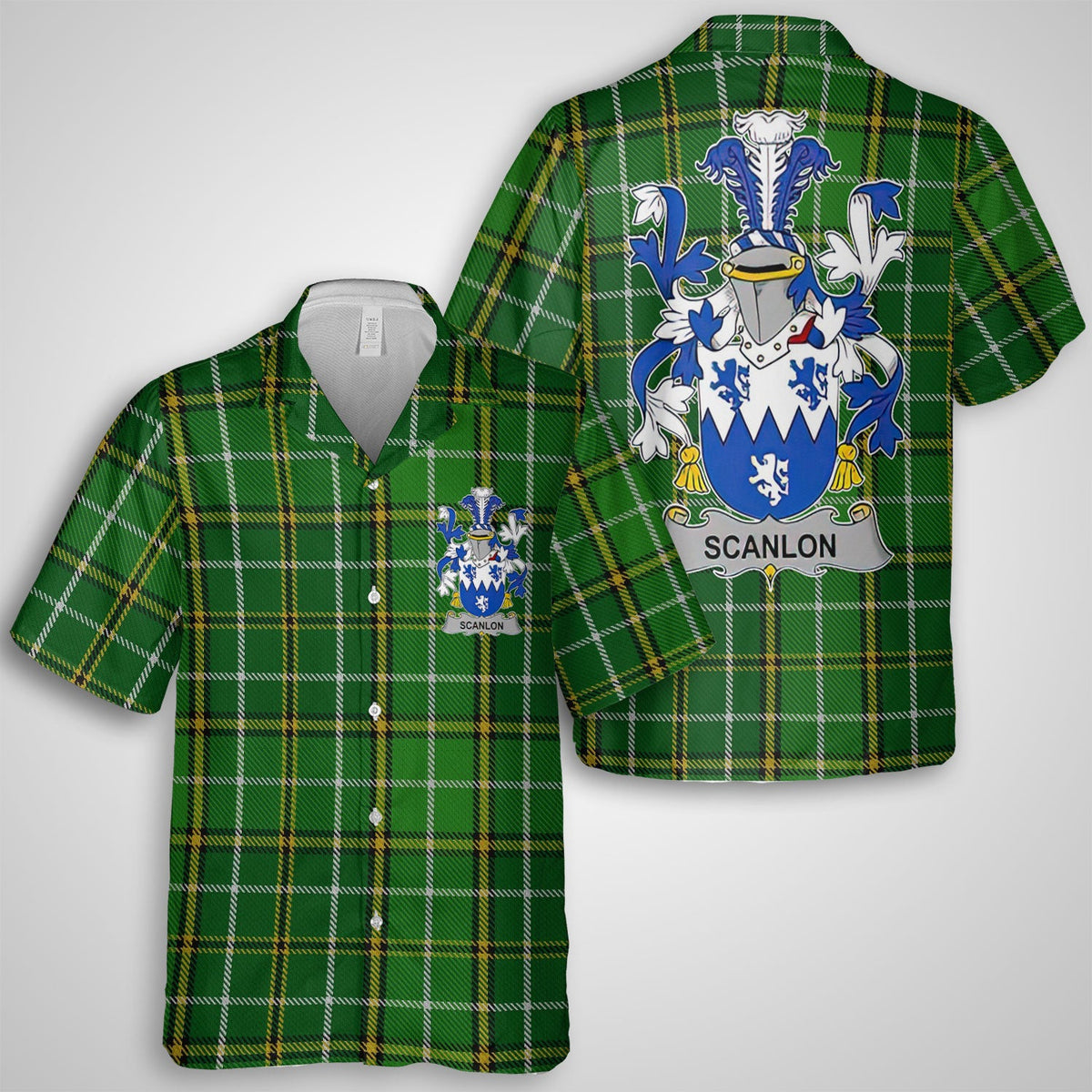 Scanlon or O Scanlan Hawaiian Shirts Crest And National Plaid Style