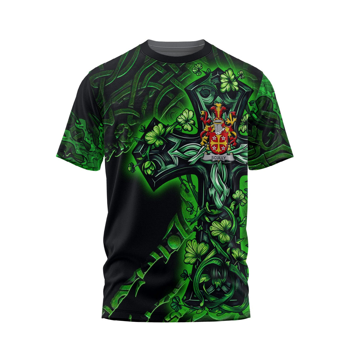 Scully or O Scully T-Shirts Celtic Cross And Dragon Style