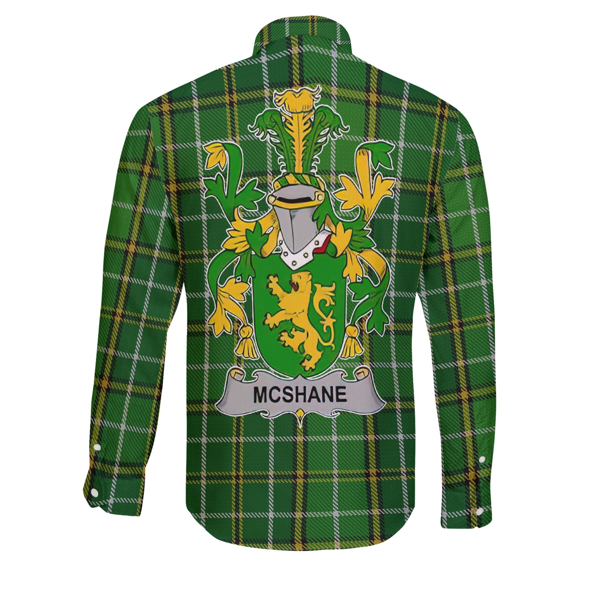 Shane or McShane Long Sleeve Button Shirts Crest And National Plaid Style