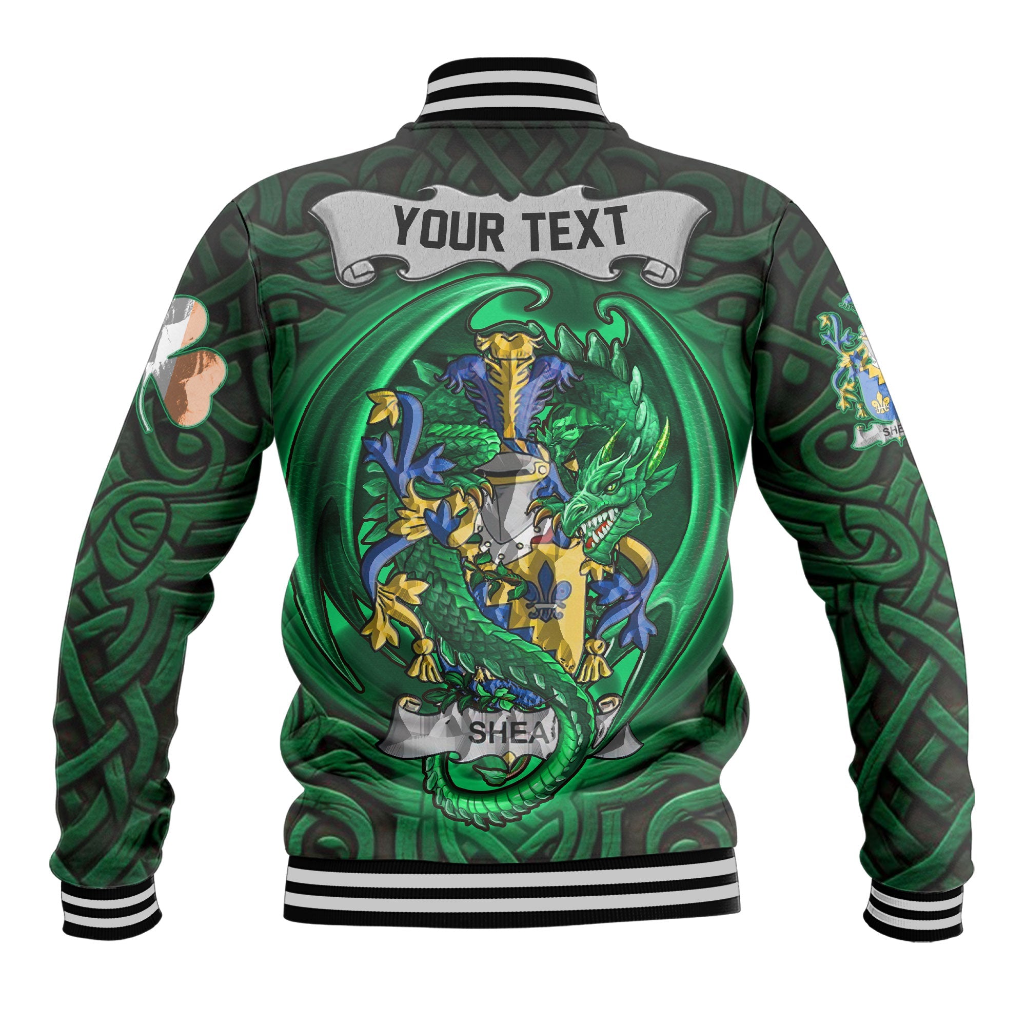 Shea or O Shee Baseball Jackets The Green Dragon Of Ireland Style