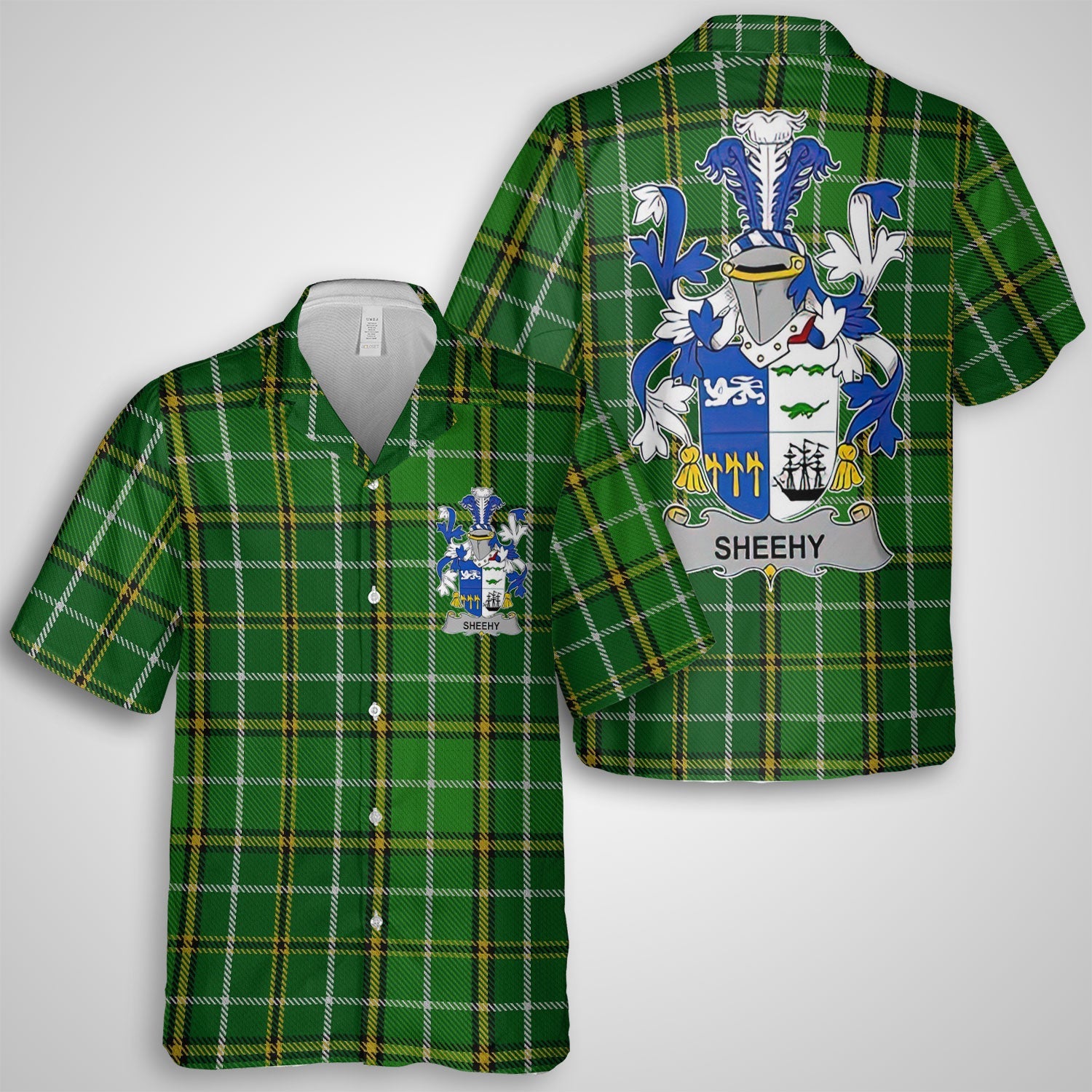 Sheehy or McSheehy Hawaiian Shirts Crest And National Plaid Style