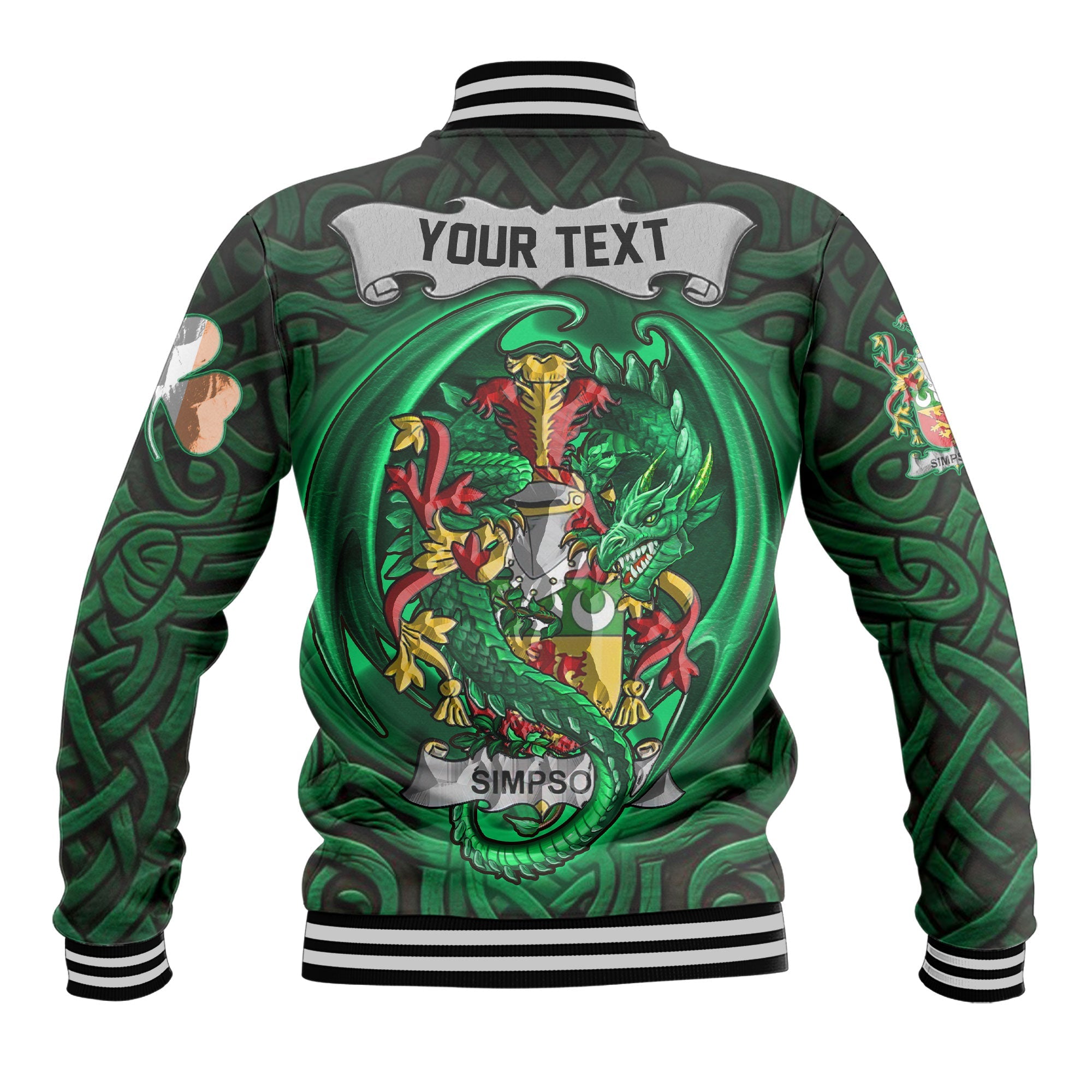 Simpson Baseball Jackets The Green Dragon Of Ireland Style