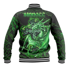 Sinnott or Synnott Baseball Jackets Celtic Cross And Dragon Style