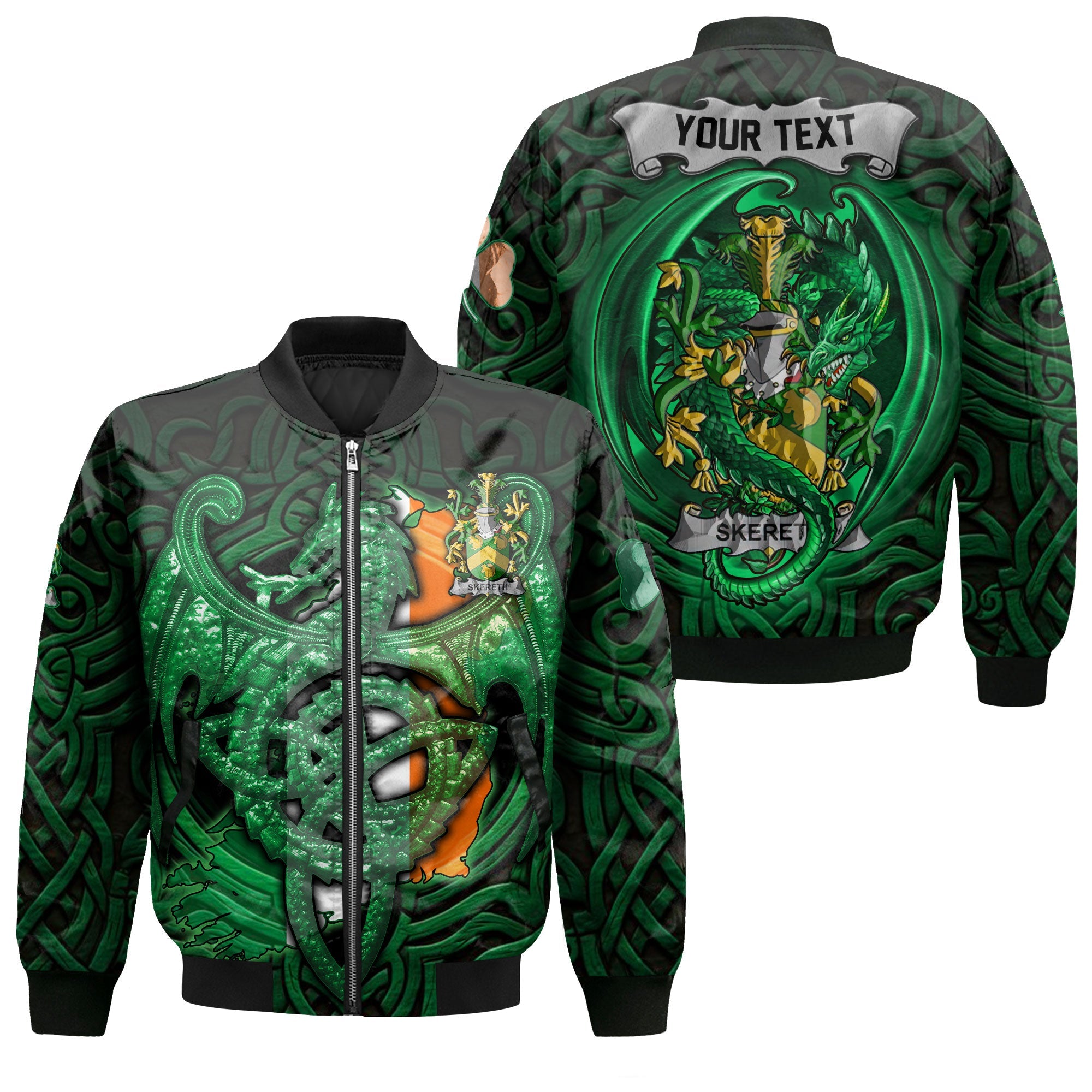 Skereth or Skerret Bomber Jackets The Green Dragon Of Ireland Style