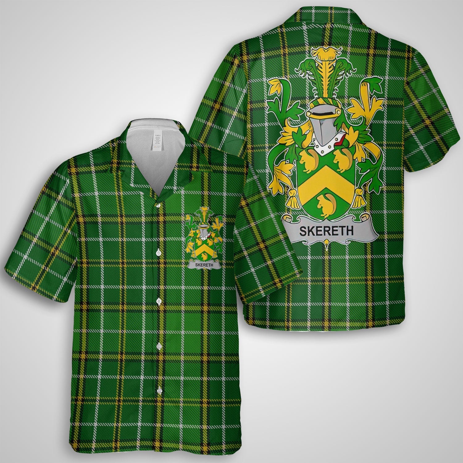 Skereth or Skerret Hawaiian Shirts Crest And National Plaid Style