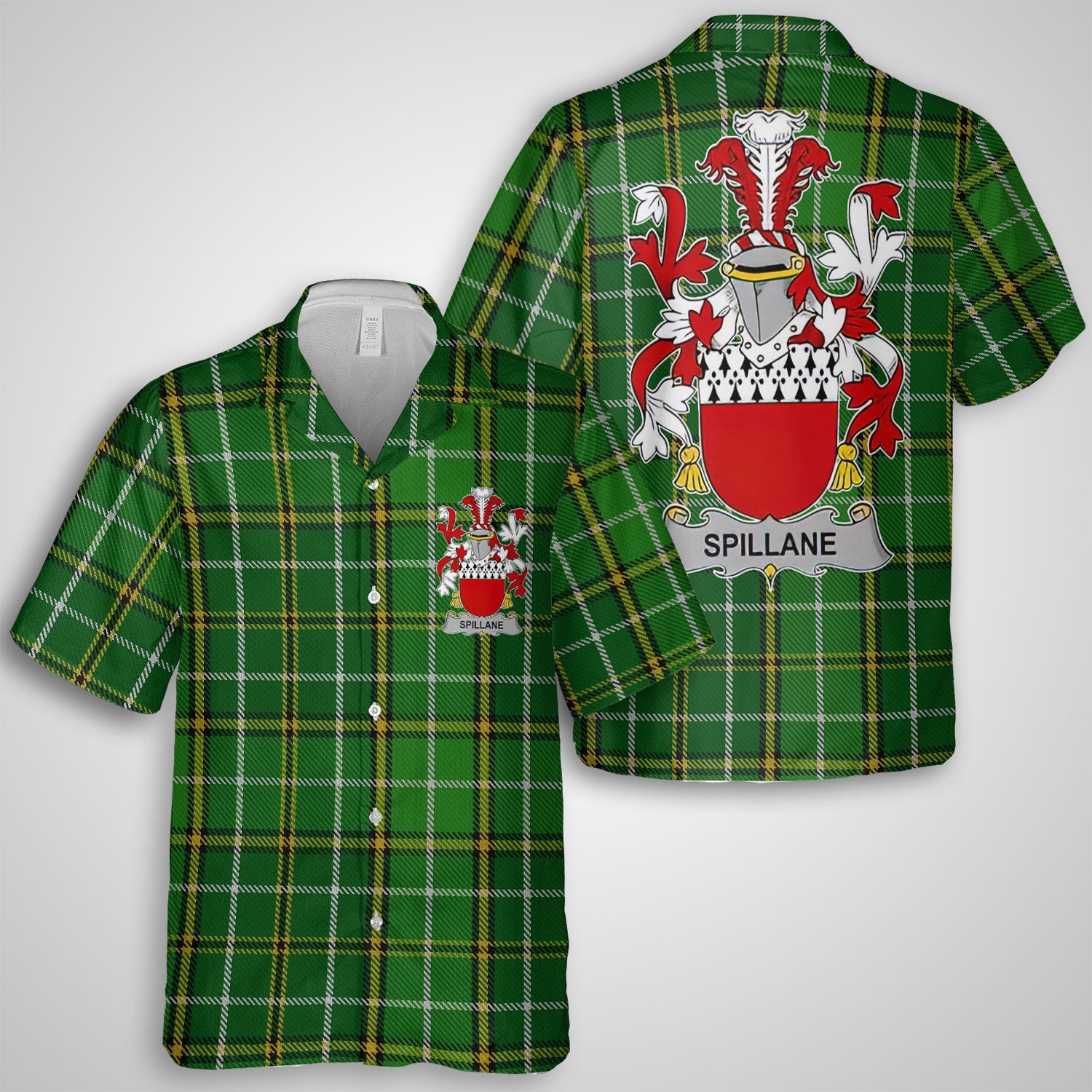 Spillane or O Spillane Hawaiian Shirts Crest And National Plaid Style