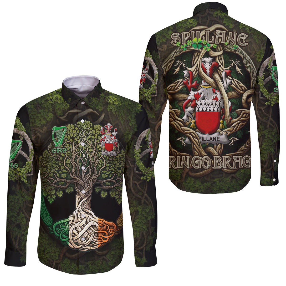 Spillane or O Spillane Long Sleeve Button Shirts Ireland Is My Root Style