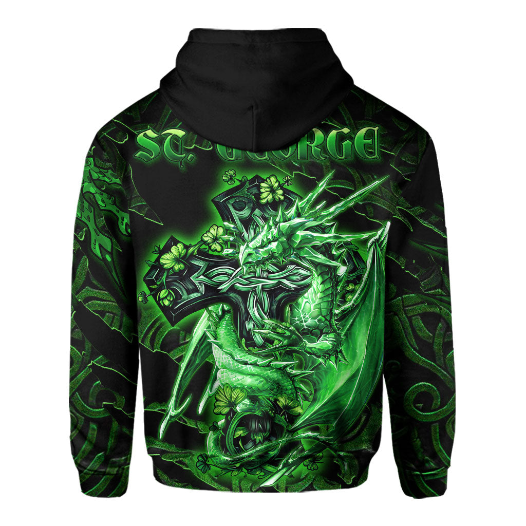 St George Hoodies Celtic Cross And Dragon Style