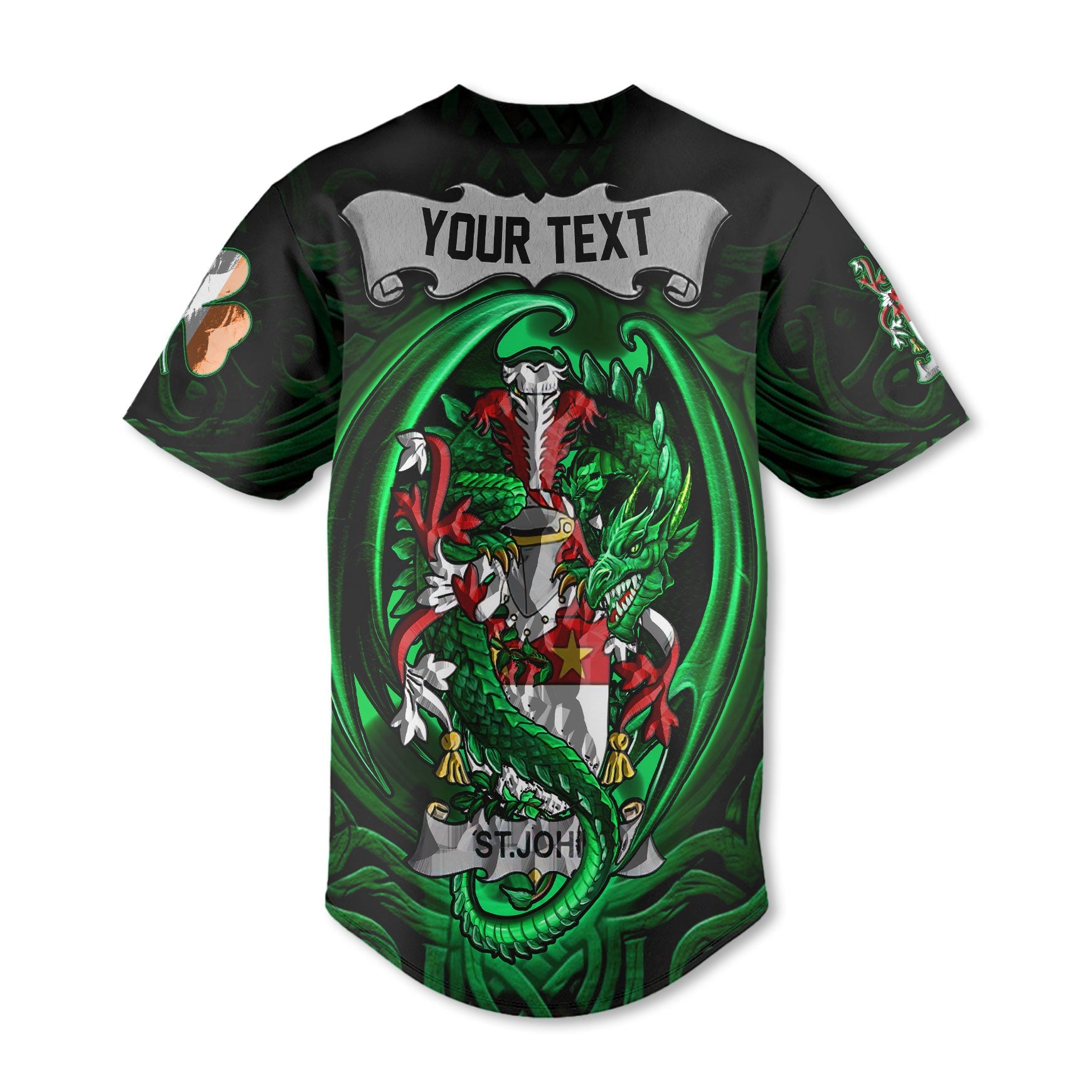 St John Baseball Jerseys The Green Dragon Of Ireland Style