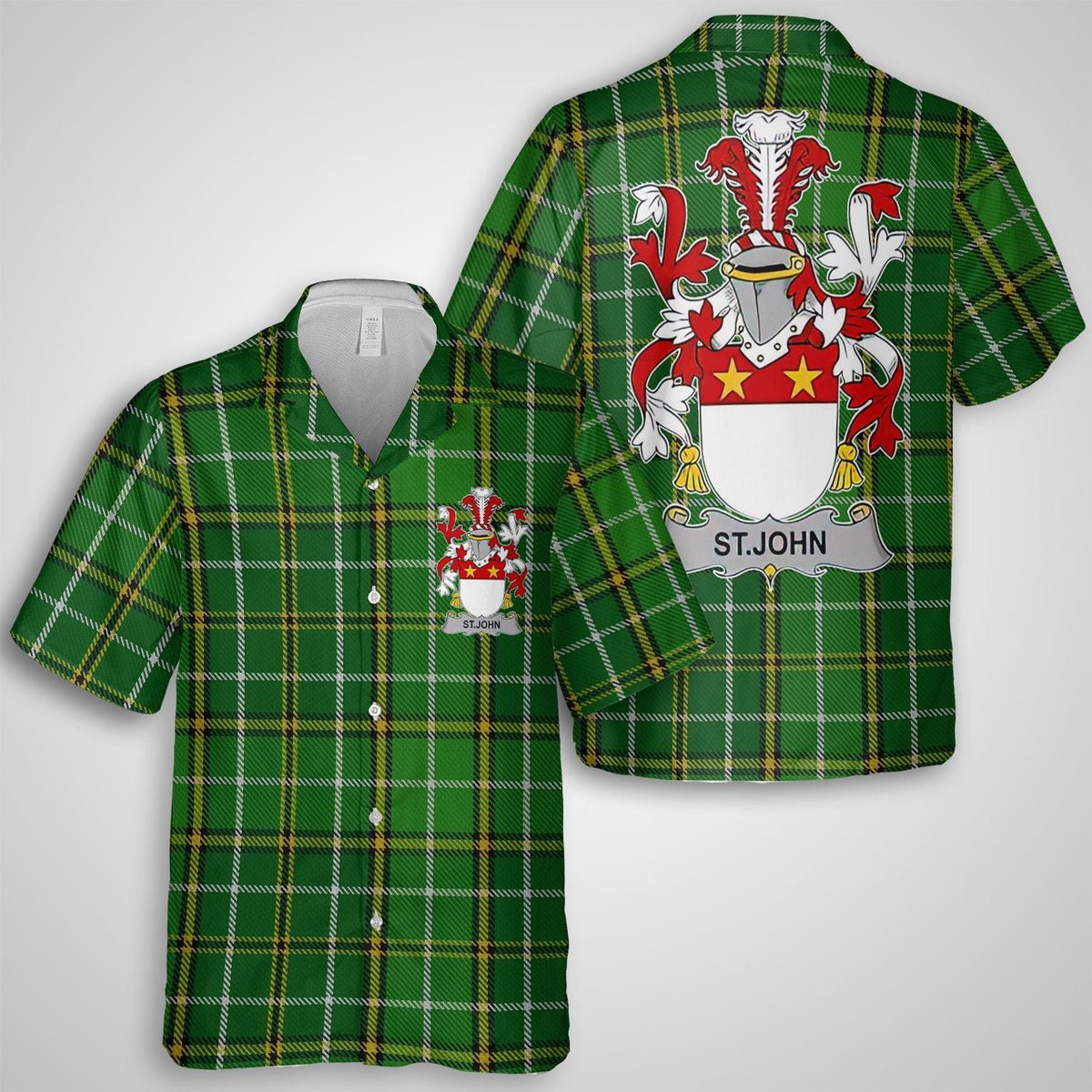 St John Hawaiian Shirts Crest And National Plaid Style