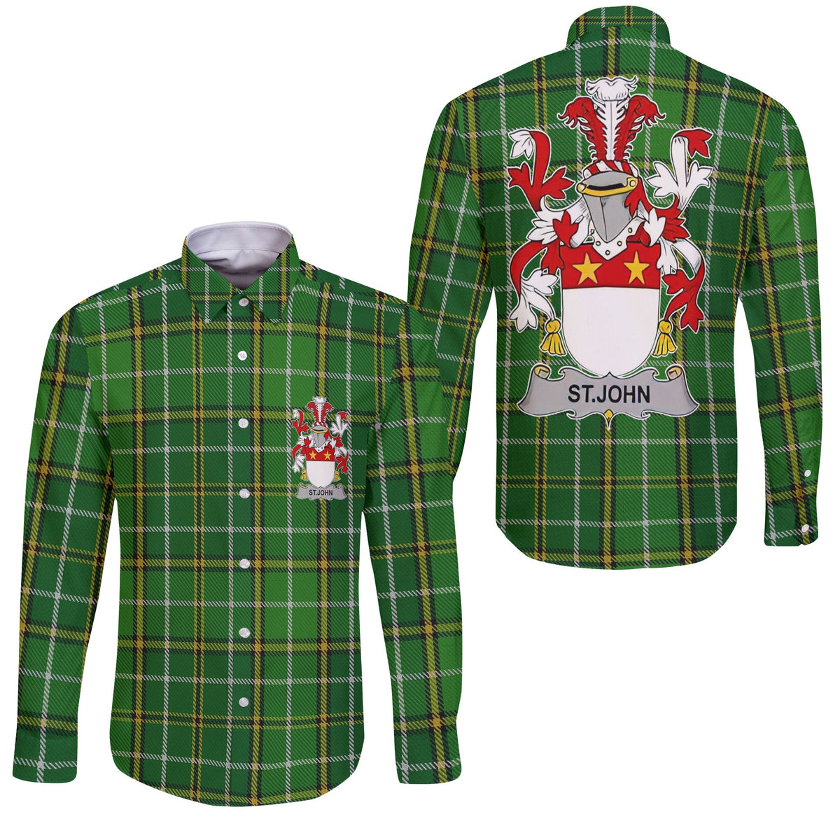 St John Long Sleeve Button Shirts Crest And National Plaid Style