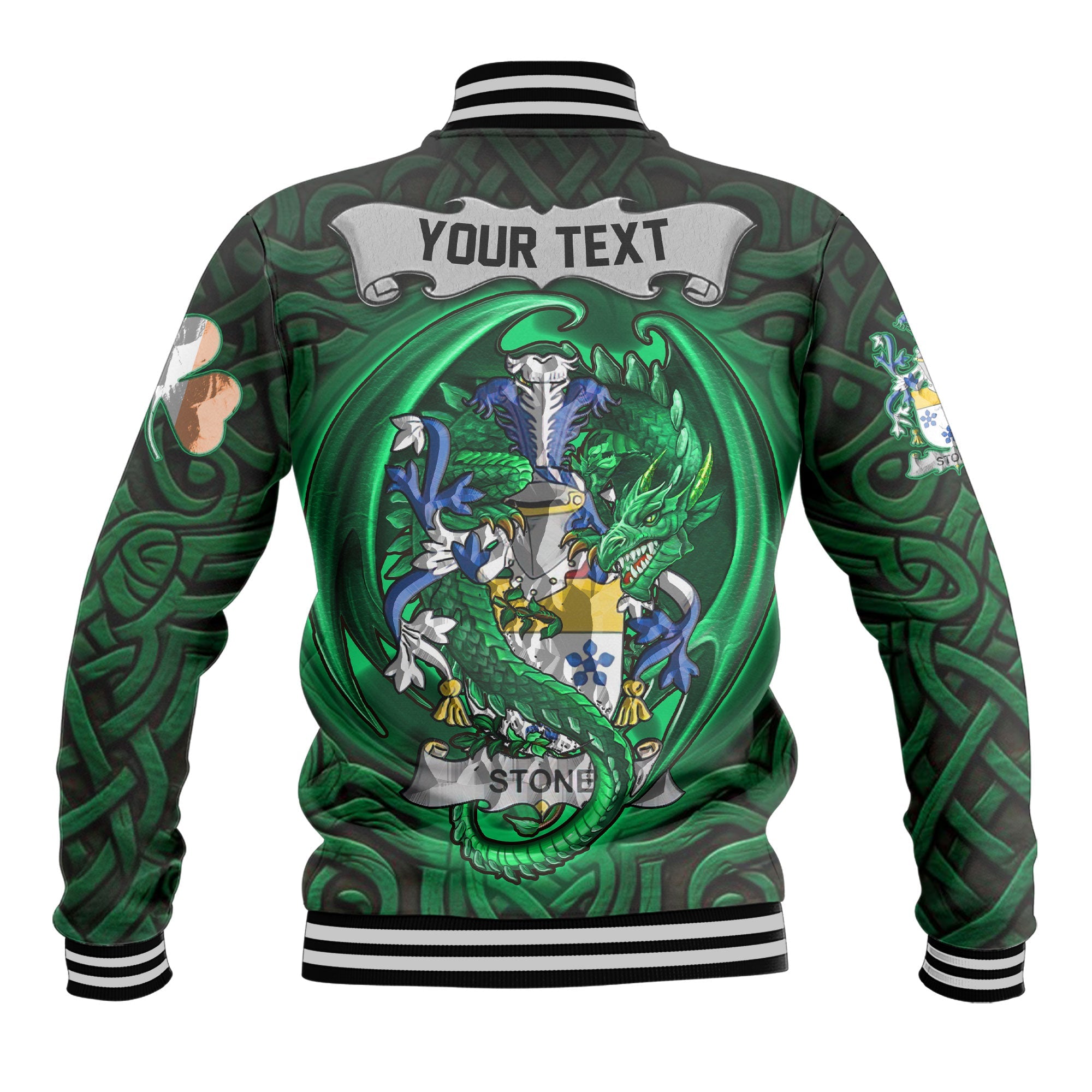 Stone Baseball Jackets The Green Dragon Of Ireland Style