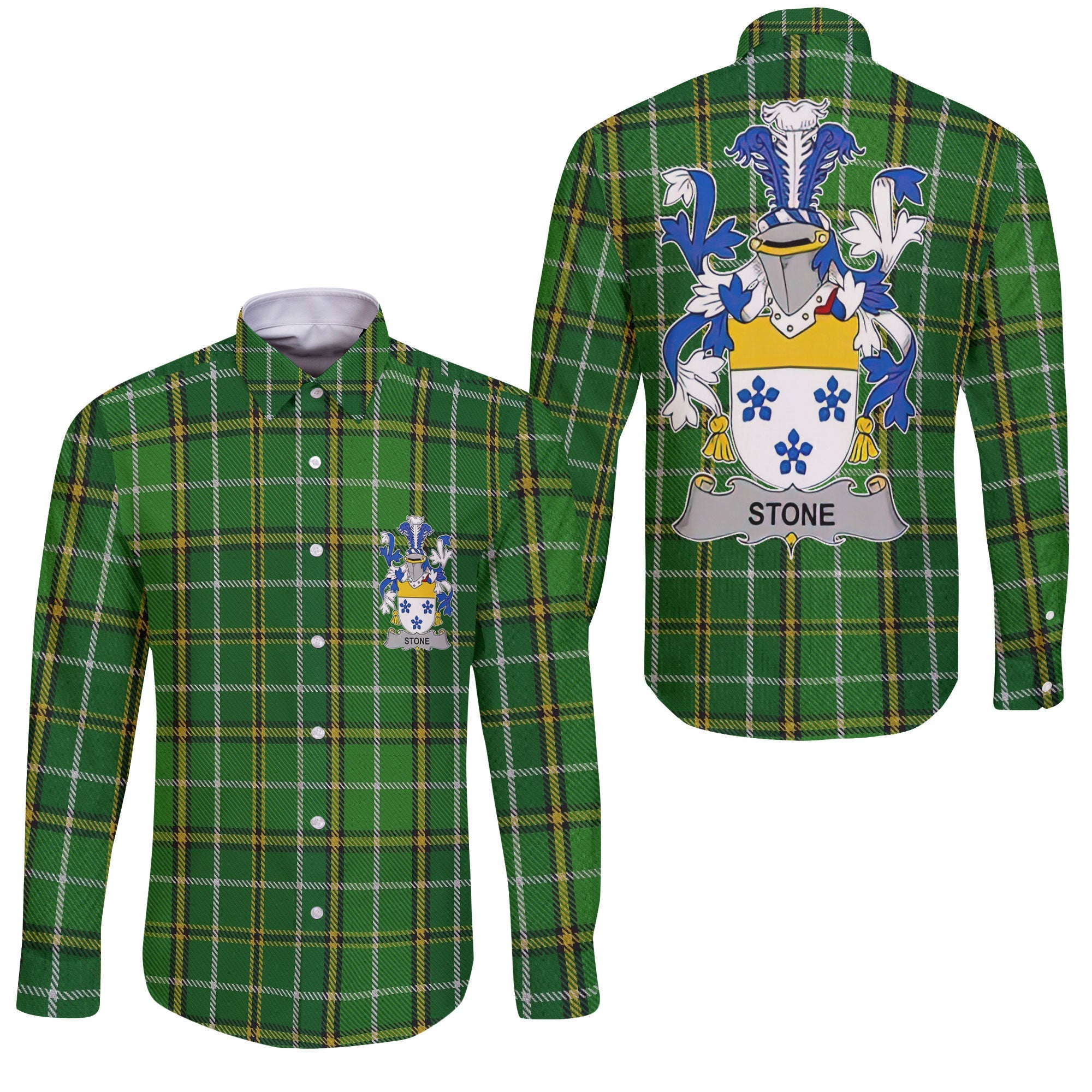 Stone Long Sleeve Button Shirts Crest And National Plaid Style