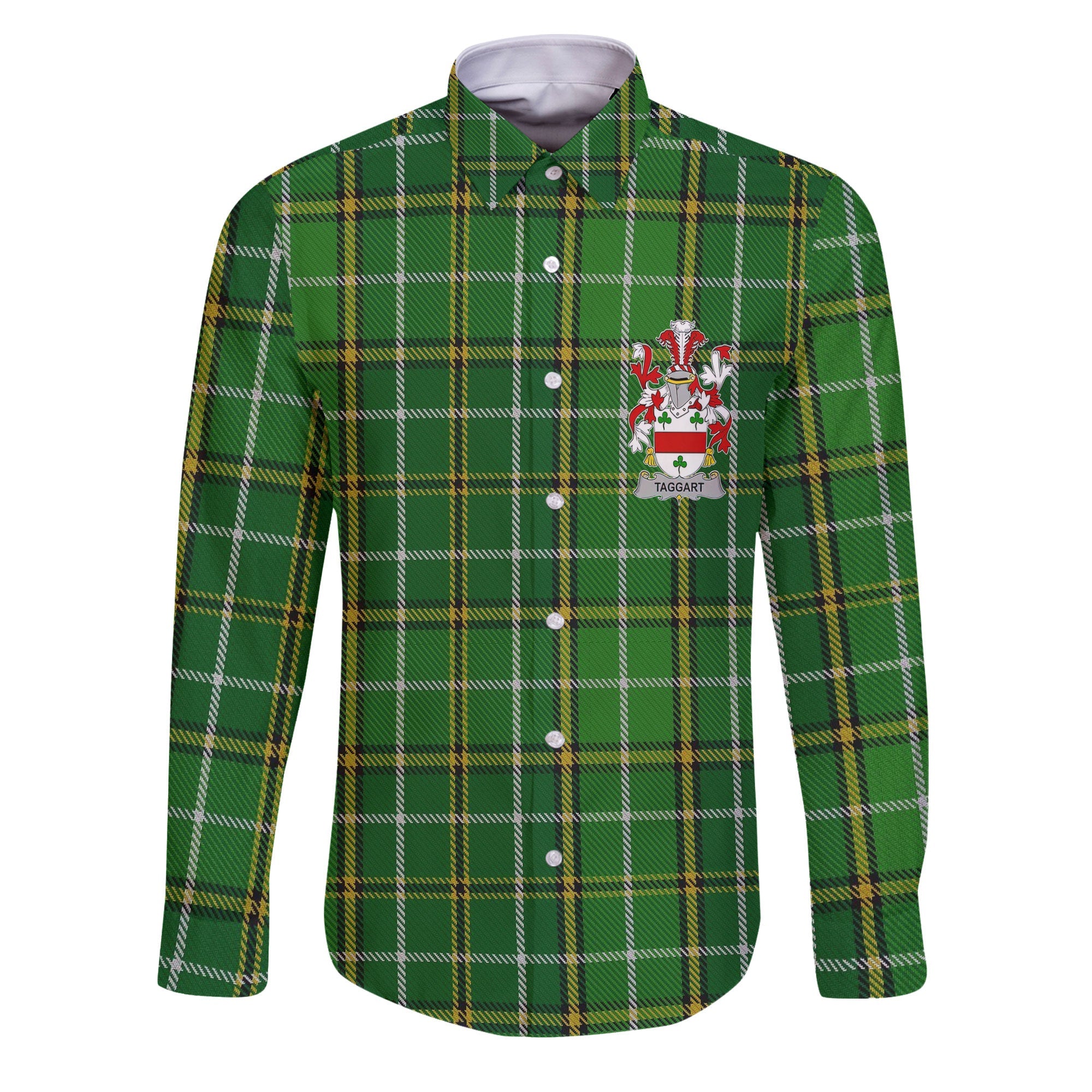 Taggart or McEntaggart Long Sleeve Button Shirts Crest And National Plaid Style
