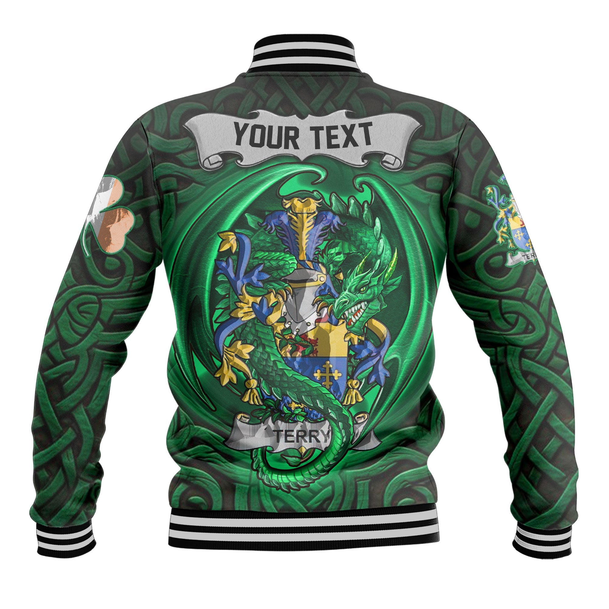 Terry Baseball Jackets The Green Dragon Of Ireland Style