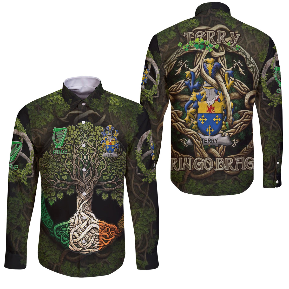 Terry Long Sleeve Button Shirts Ireland Is My Root Style