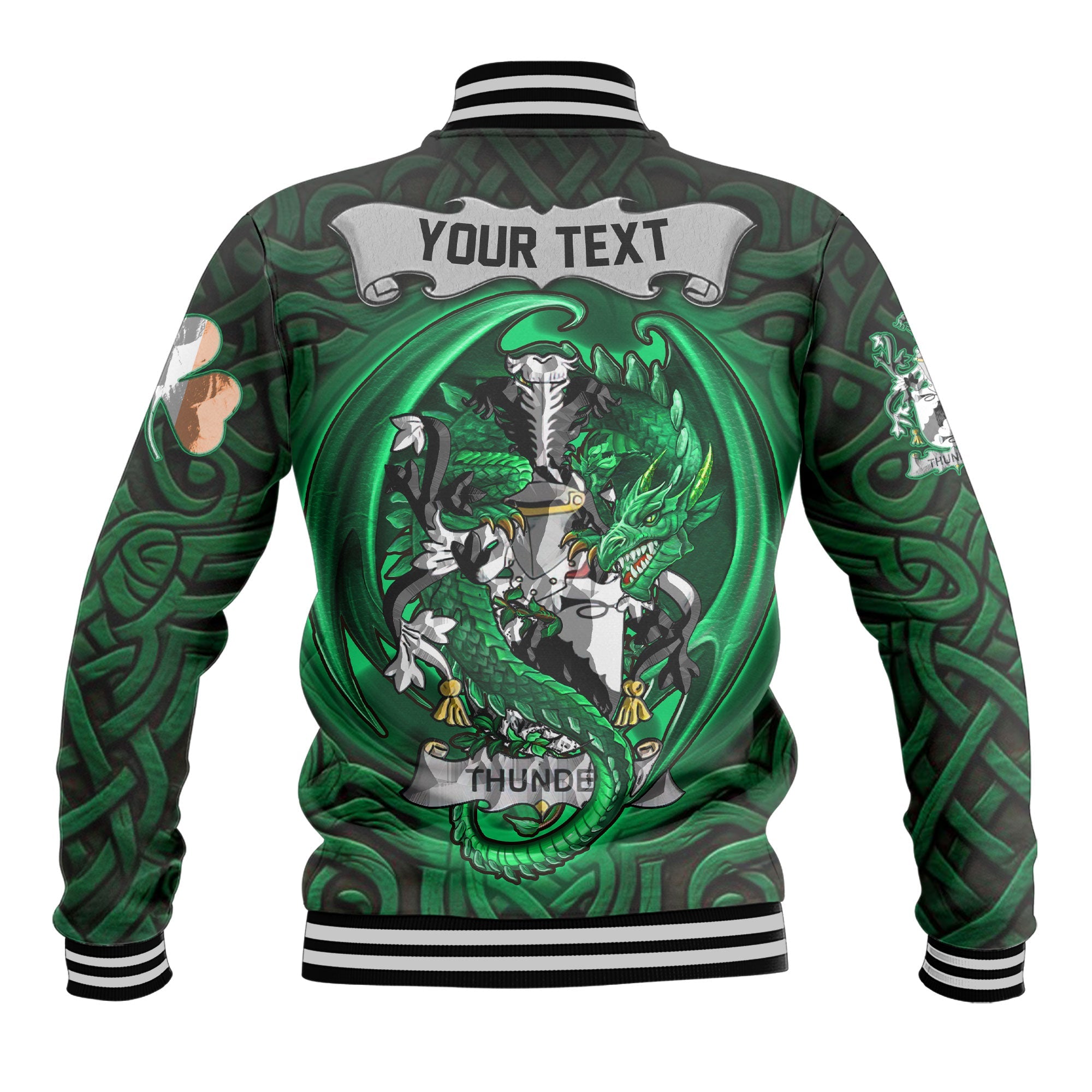 Thunder Baseball Jackets The Green Dragon Of Ireland Style