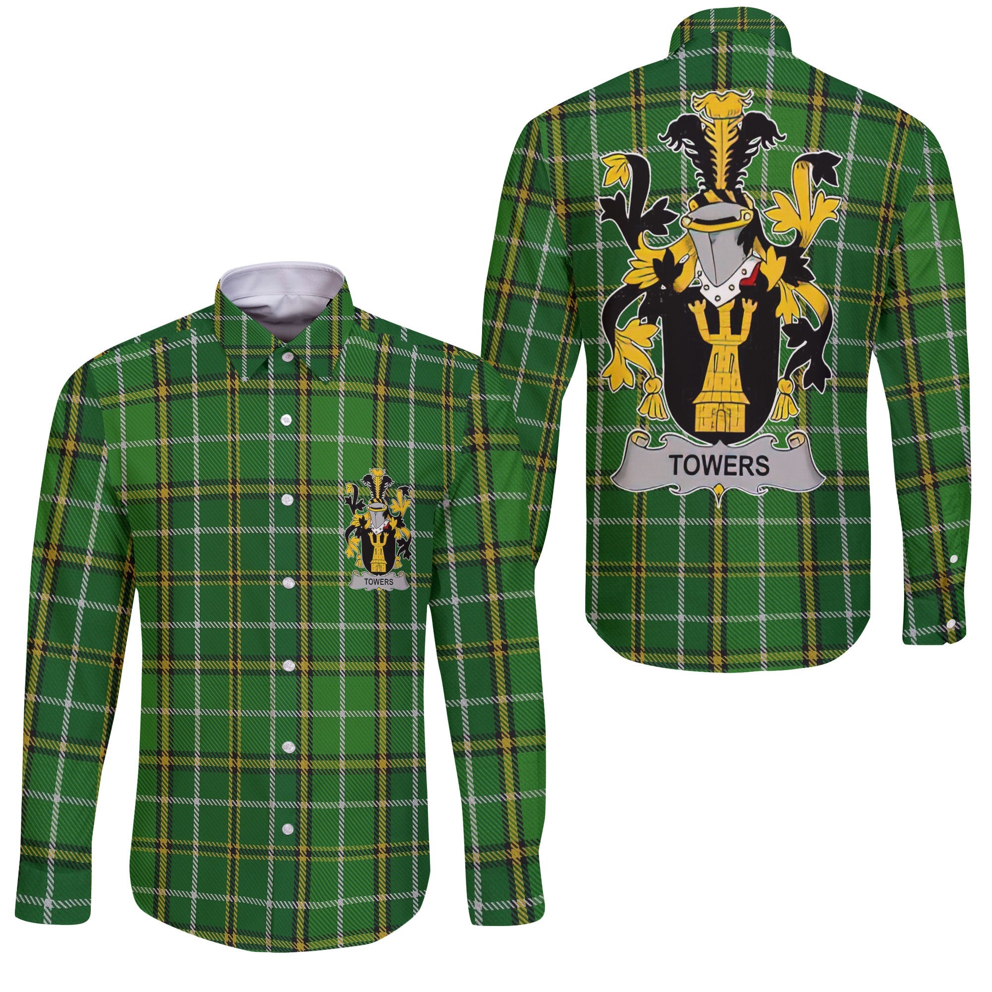 Towers Long Sleeve Button Shirts Crest And National Plaid Style