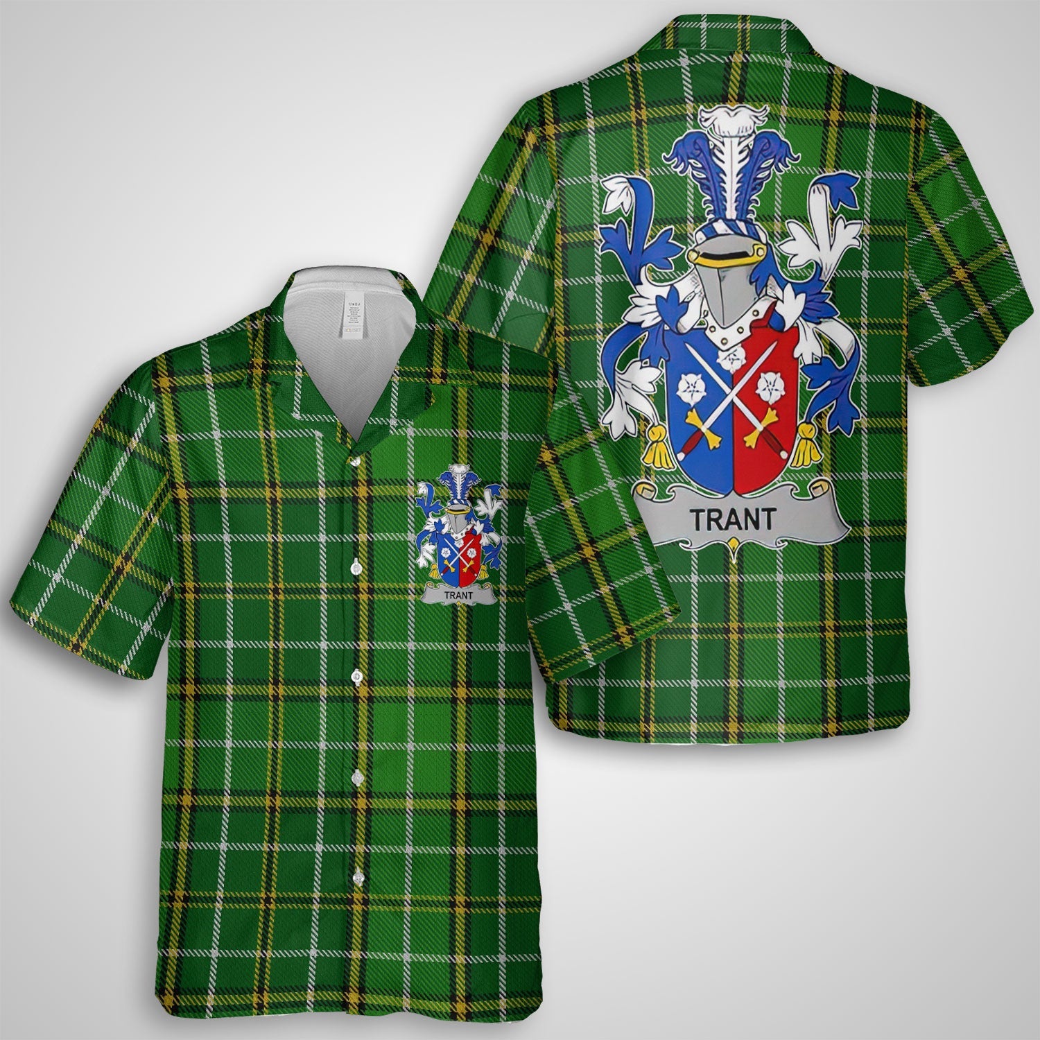 Trant or Trent Hawaiian Shirts Crest And National Plaid Style