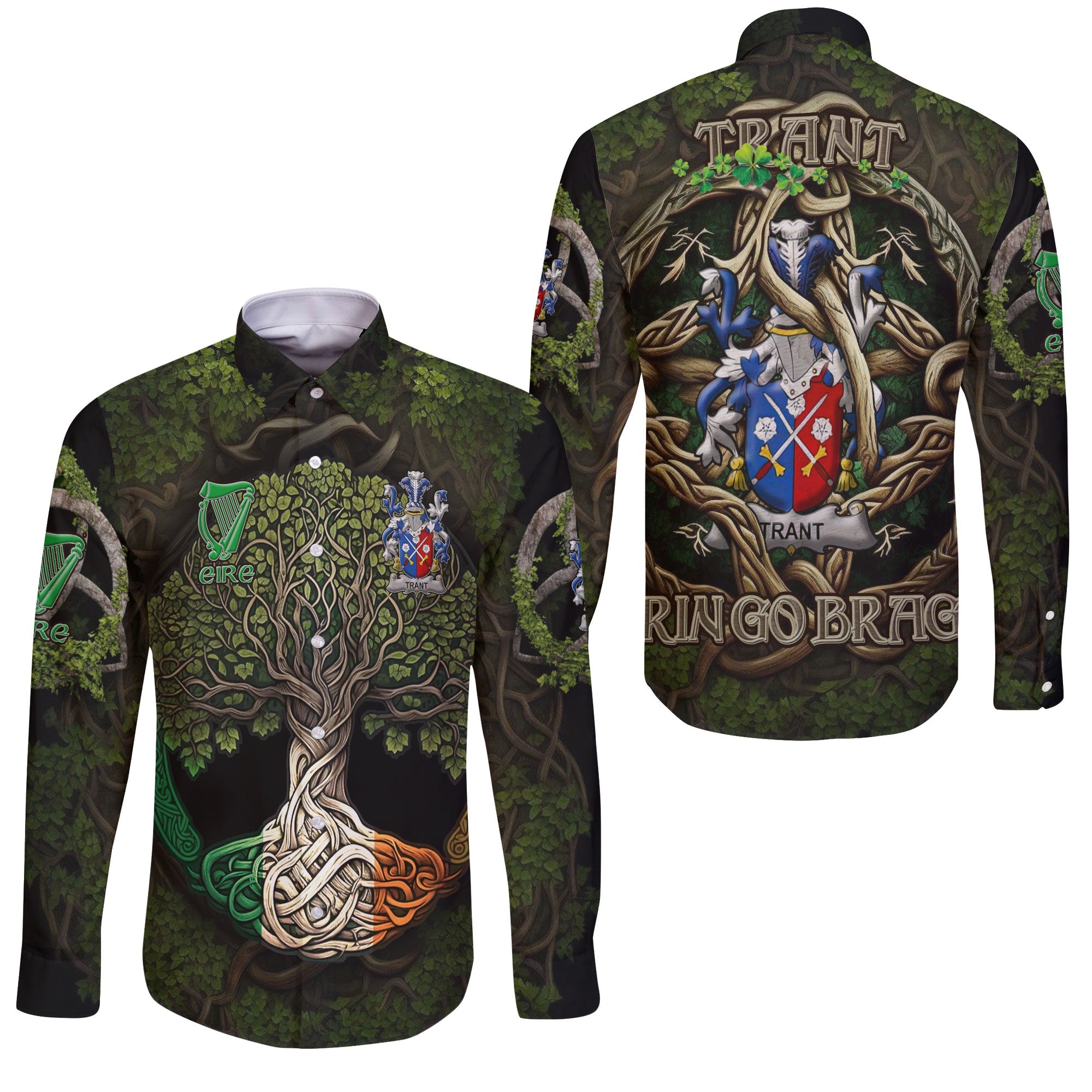 Trant or Trent Long Sleeve Button Shirts Ireland Is My Root Style