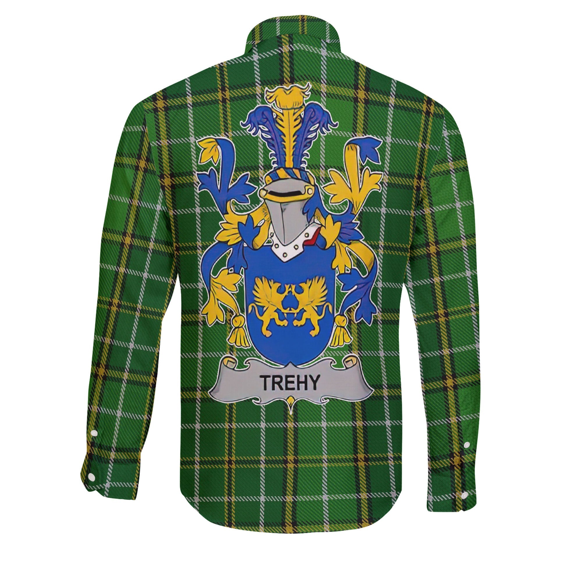 Trehy or O Trehy Long Sleeve Button Shirts Crest And National Plaid Style