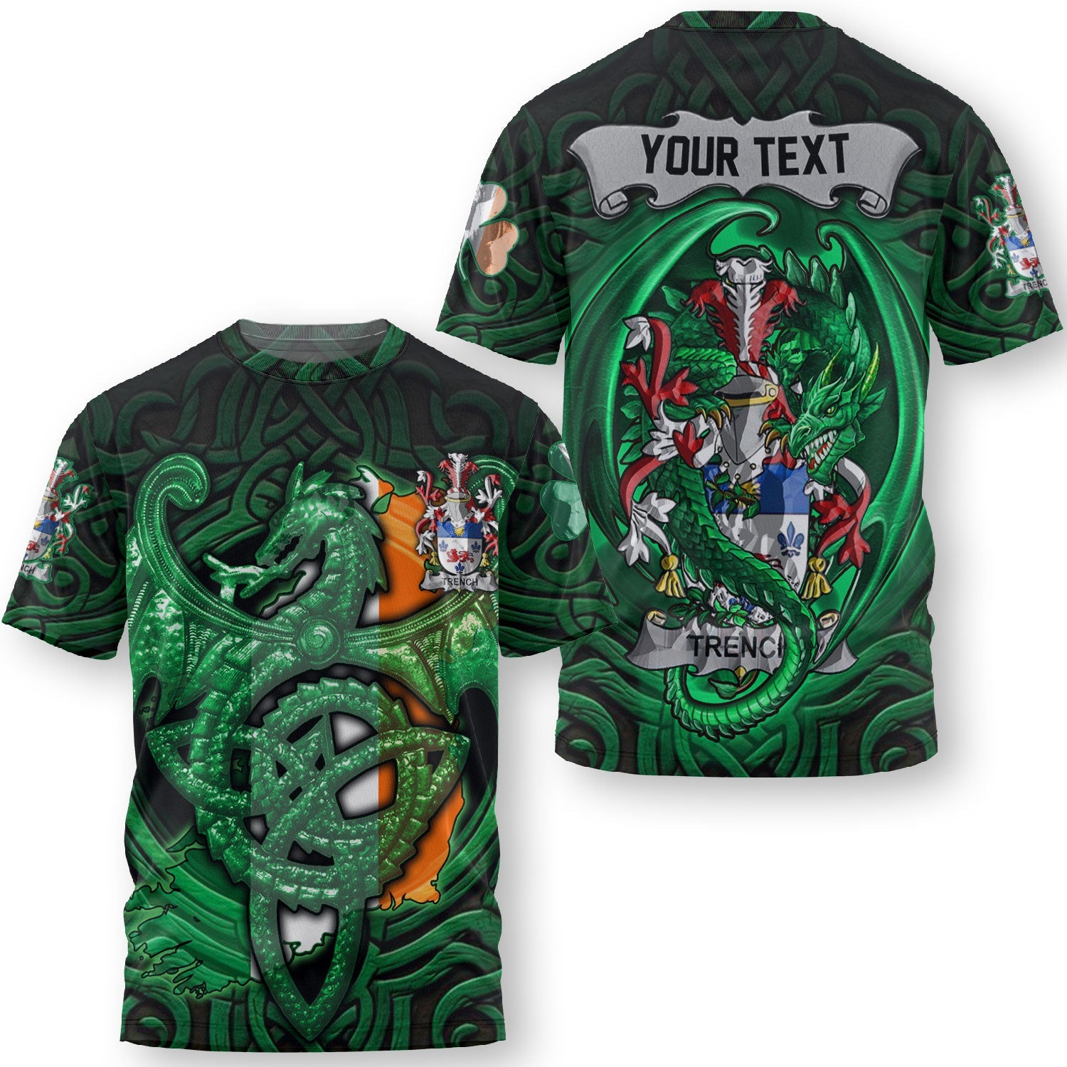 Trehy or O Trehy T-Shirts The Green Dragon Of Ireland Style