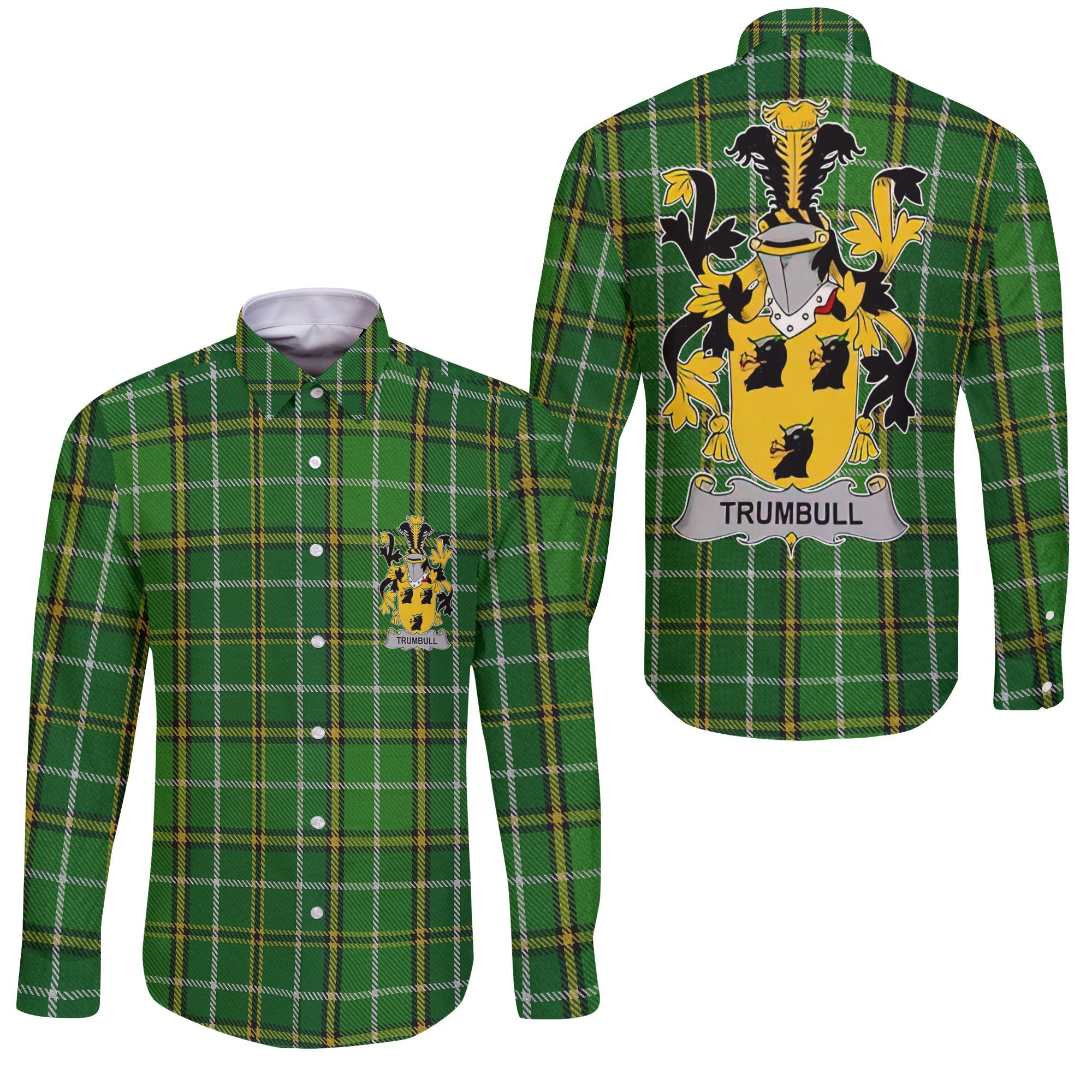 Trumbull or Turnbull Long Sleeve Button Shirts Crest And National Plaid Style