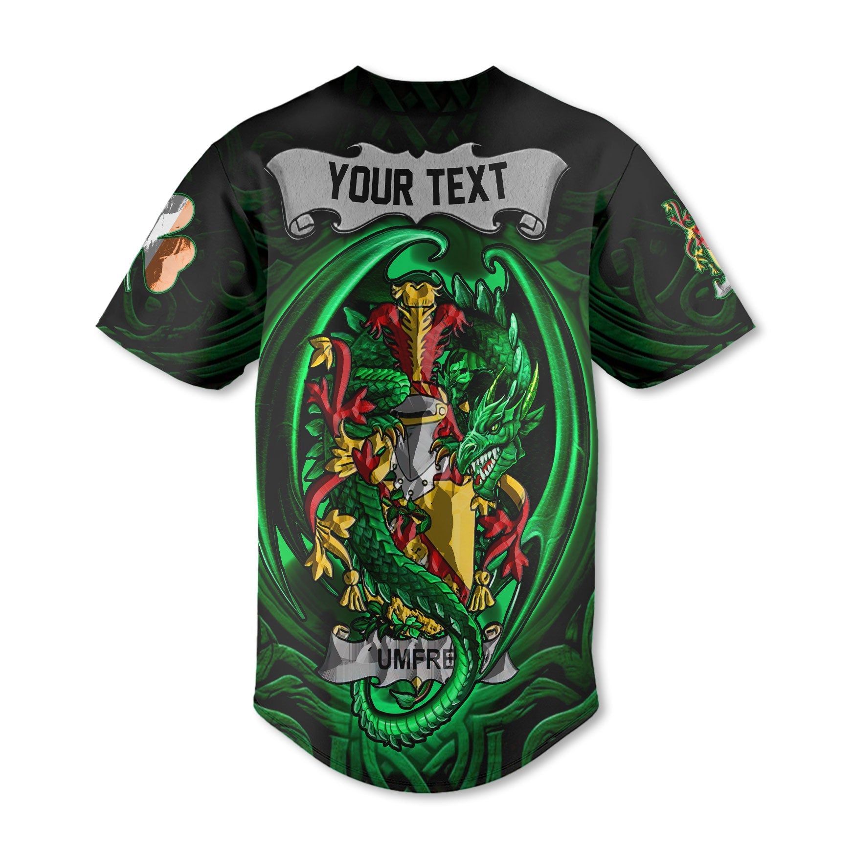 Umfre Baseball Jerseys The Green Dragon Of Ireland Style