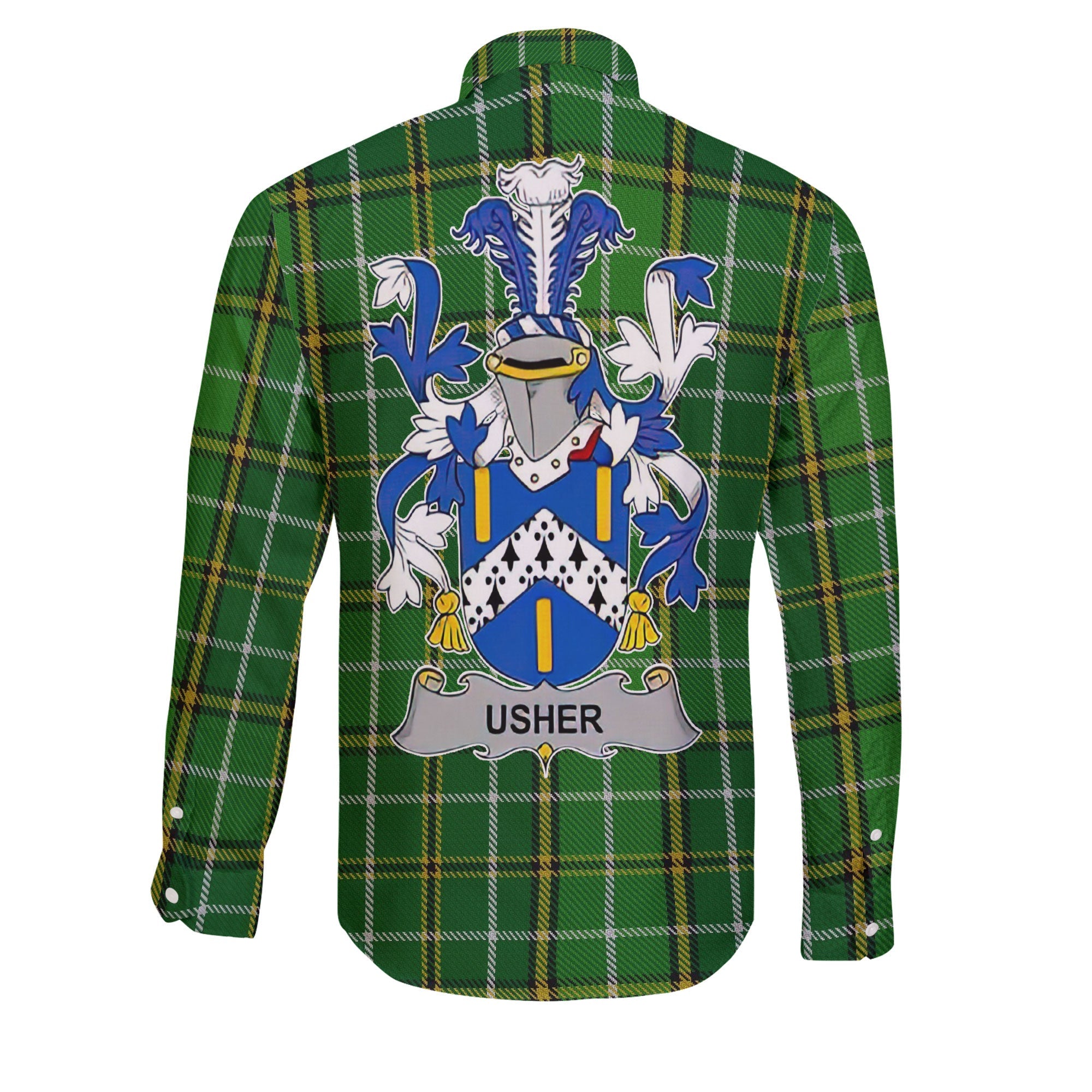 Usher Long Sleeve Button Shirts Crest And National Plaid Style