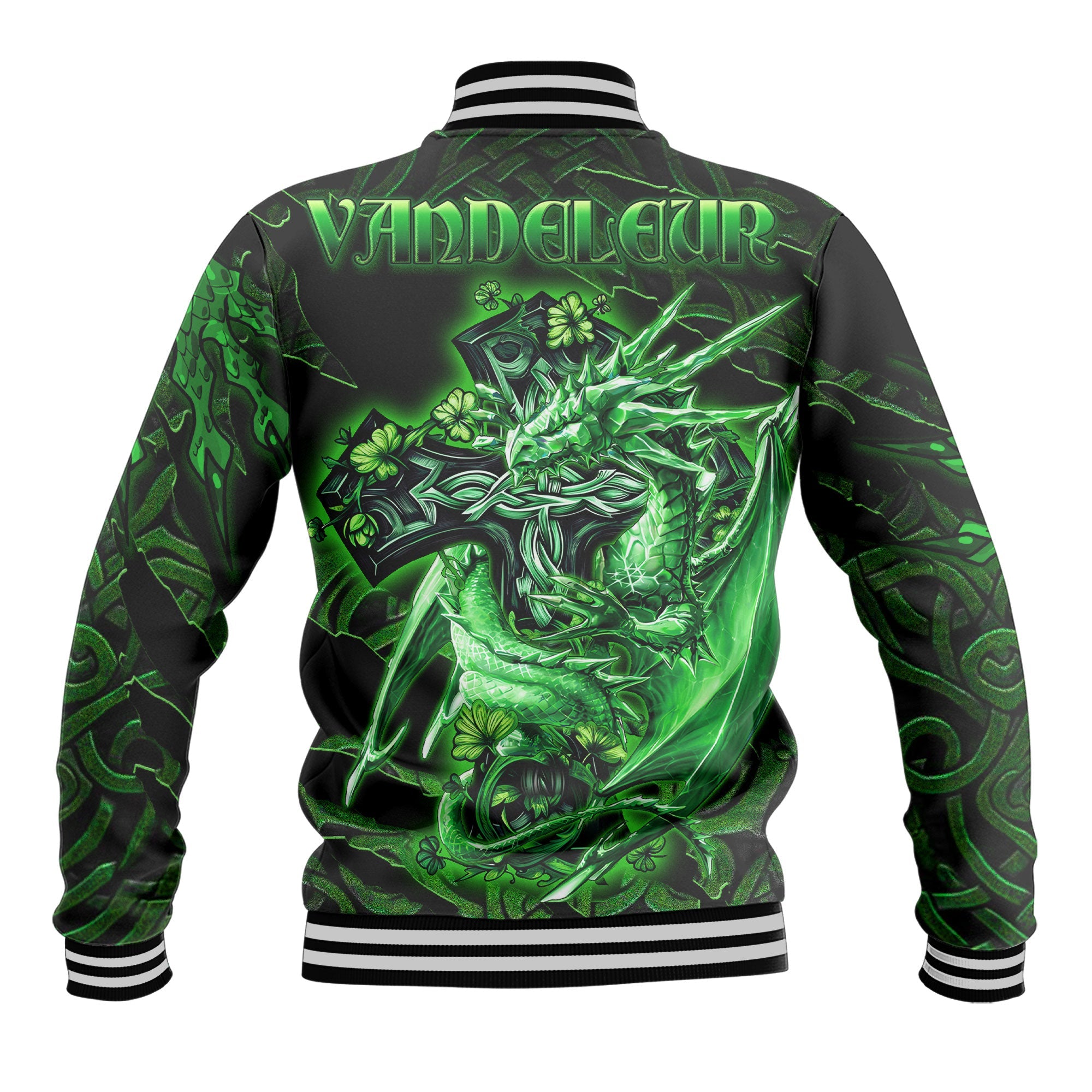 Vandeleur Baseball Jackets Celtic Cross And Dragon Style