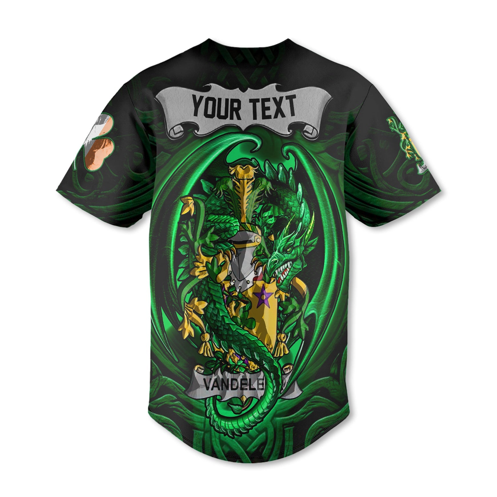 Vandeleur Baseball Jerseys The Green Dragon Of Ireland Style