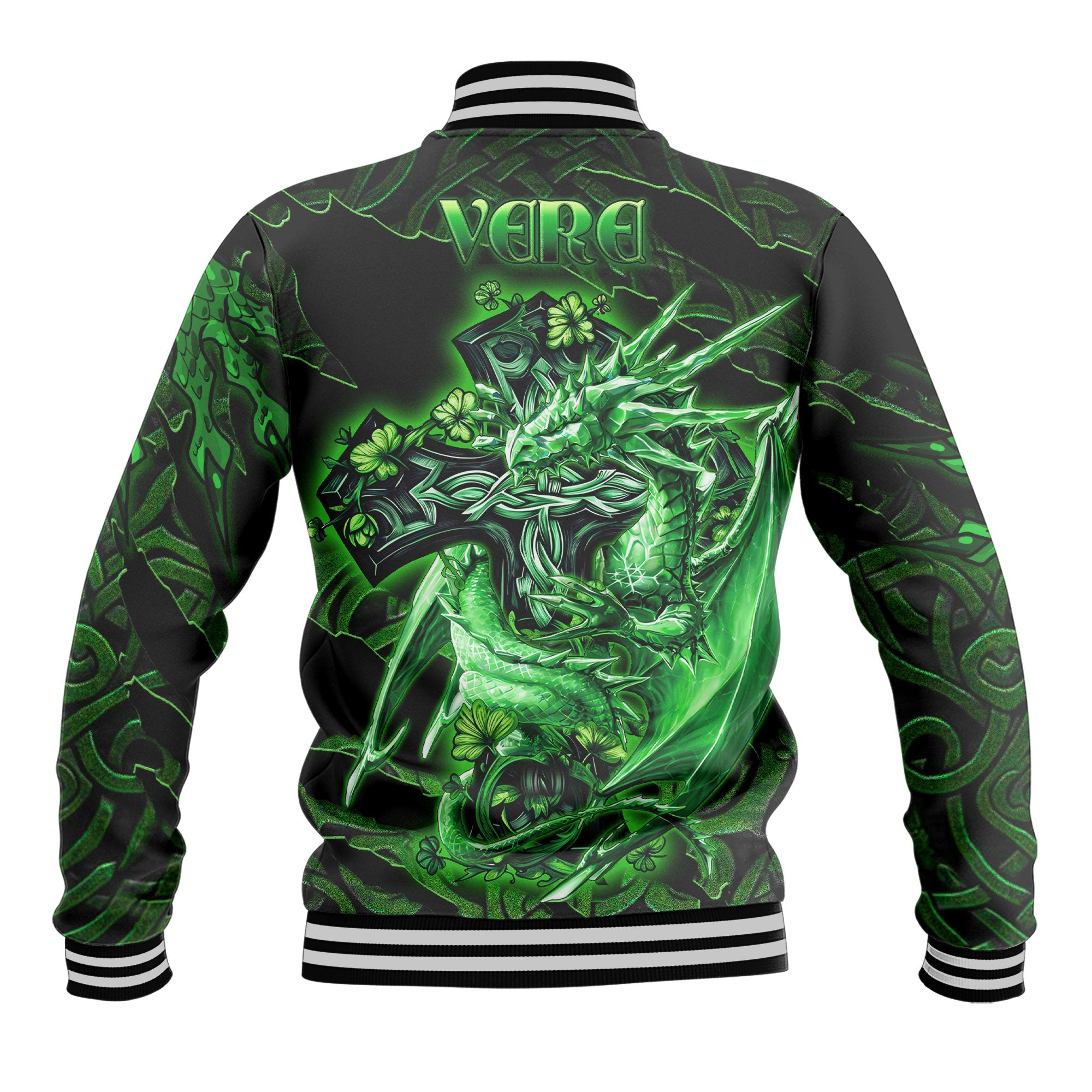 Vere Baseball Jackets Celtic Cross And Dragon Style