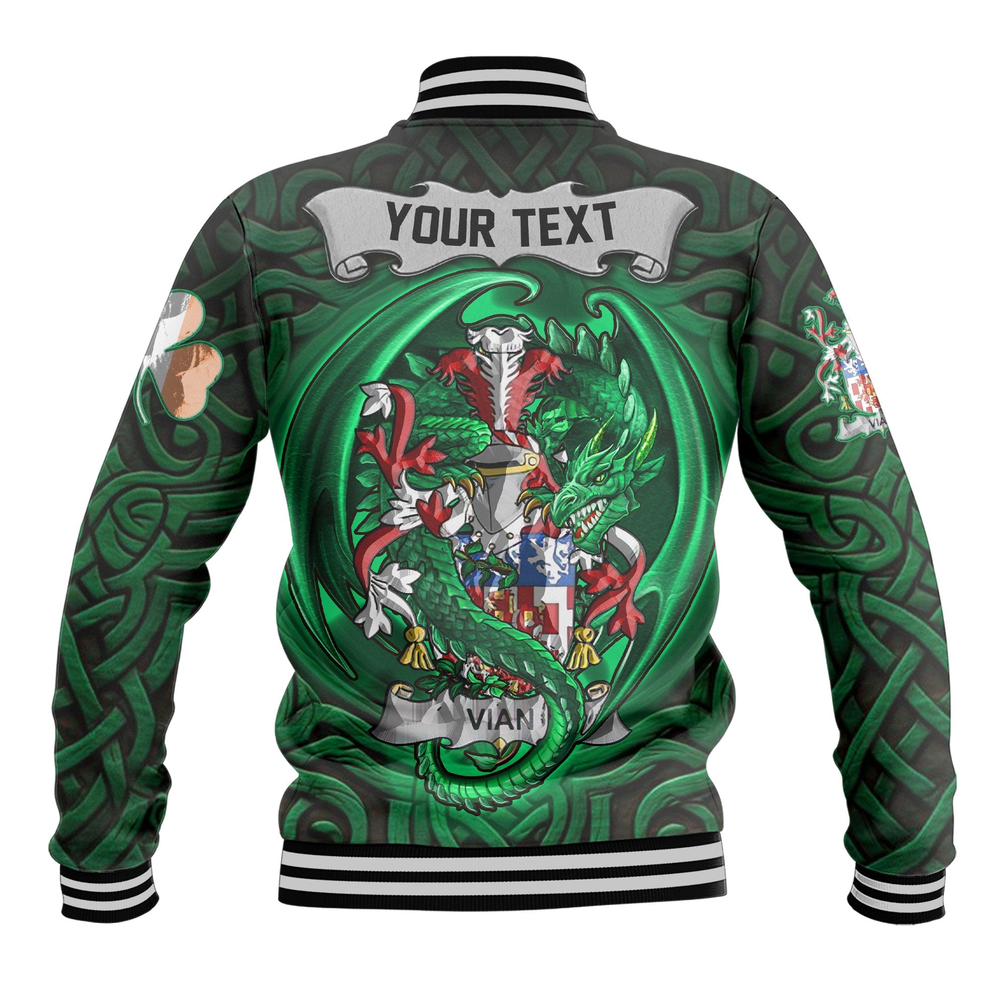 Vian Baseball Jackets The Green Dragon Of Ireland Style