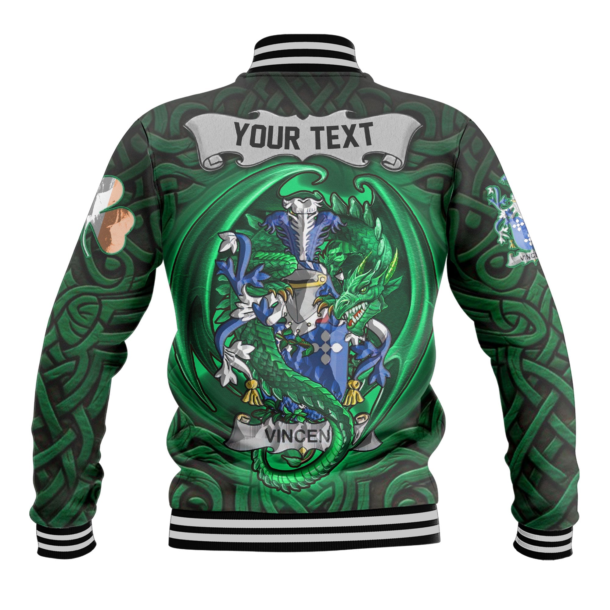 Vincent Baseball Jackets The Green Dragon Of Ireland Style