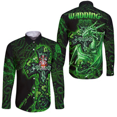 Waddington Long Sleeve Button Shirts Celtic Cross And Dragon Style