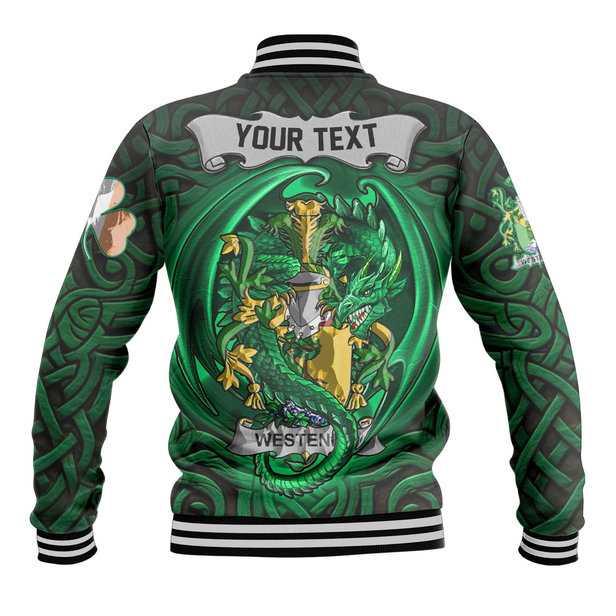 Westenra Baseball Jackets The Green Dragon Of Ireland Style