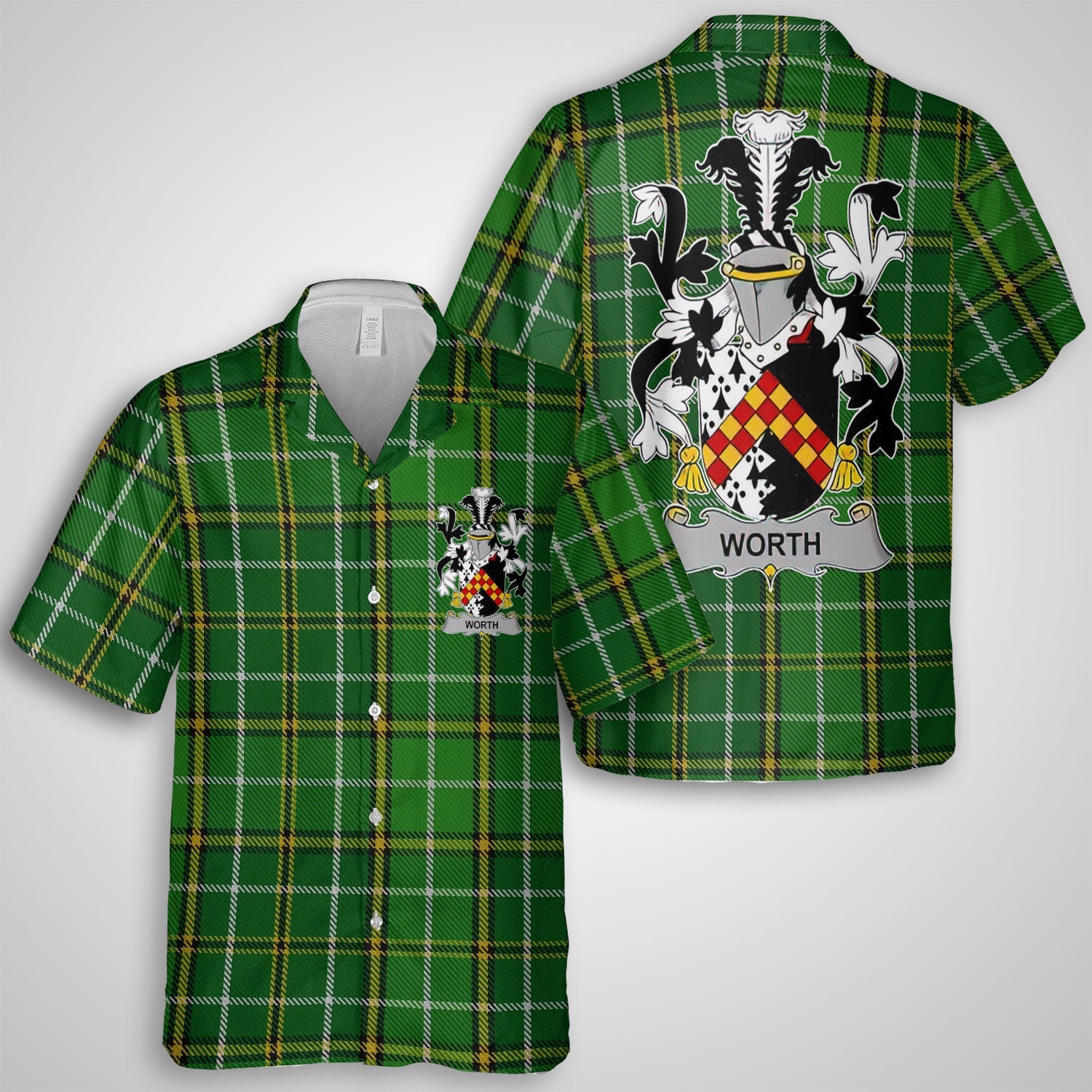 Worth or McWorth Hawaiian Shirts Crest And National Plaid Style