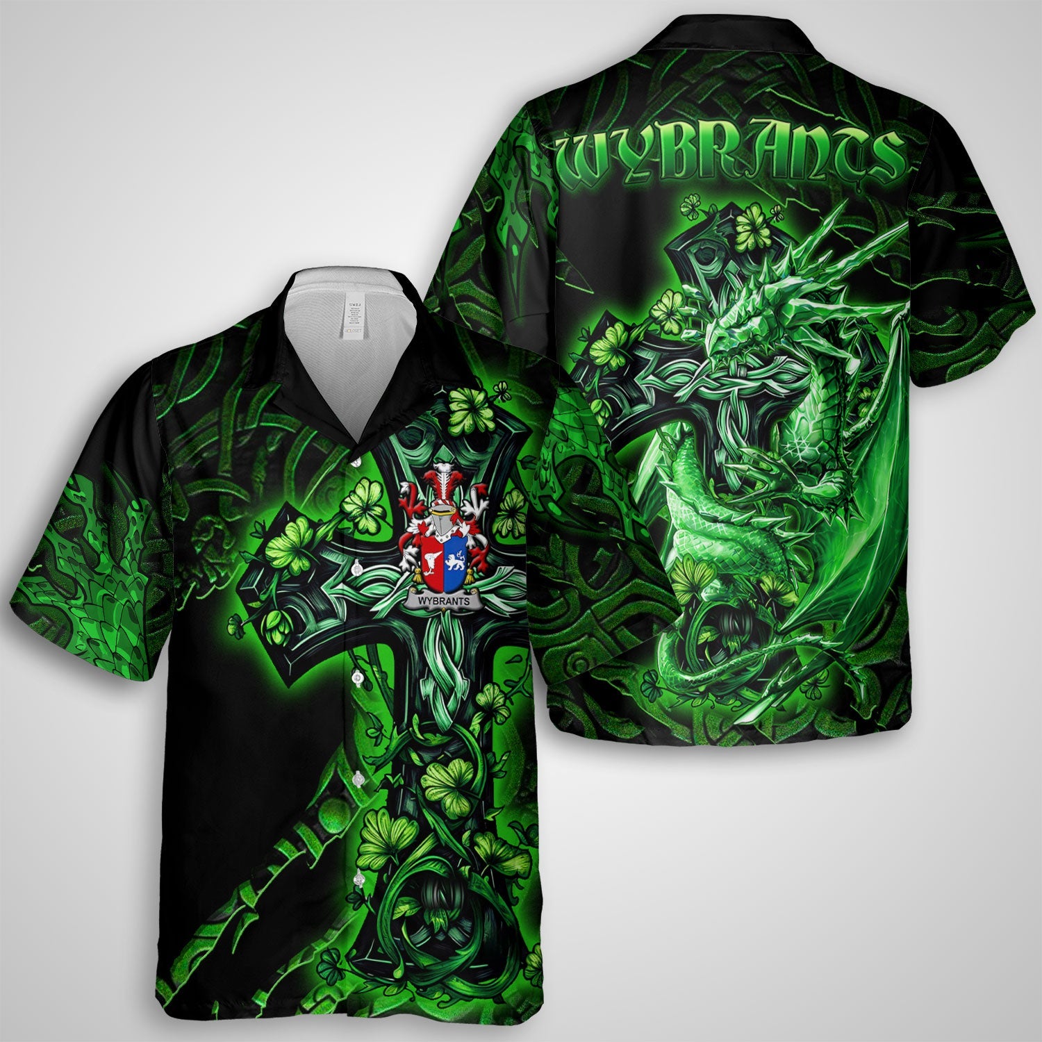 Wybrants Hawaiian Shirts Celtic Cross And Dragon Style