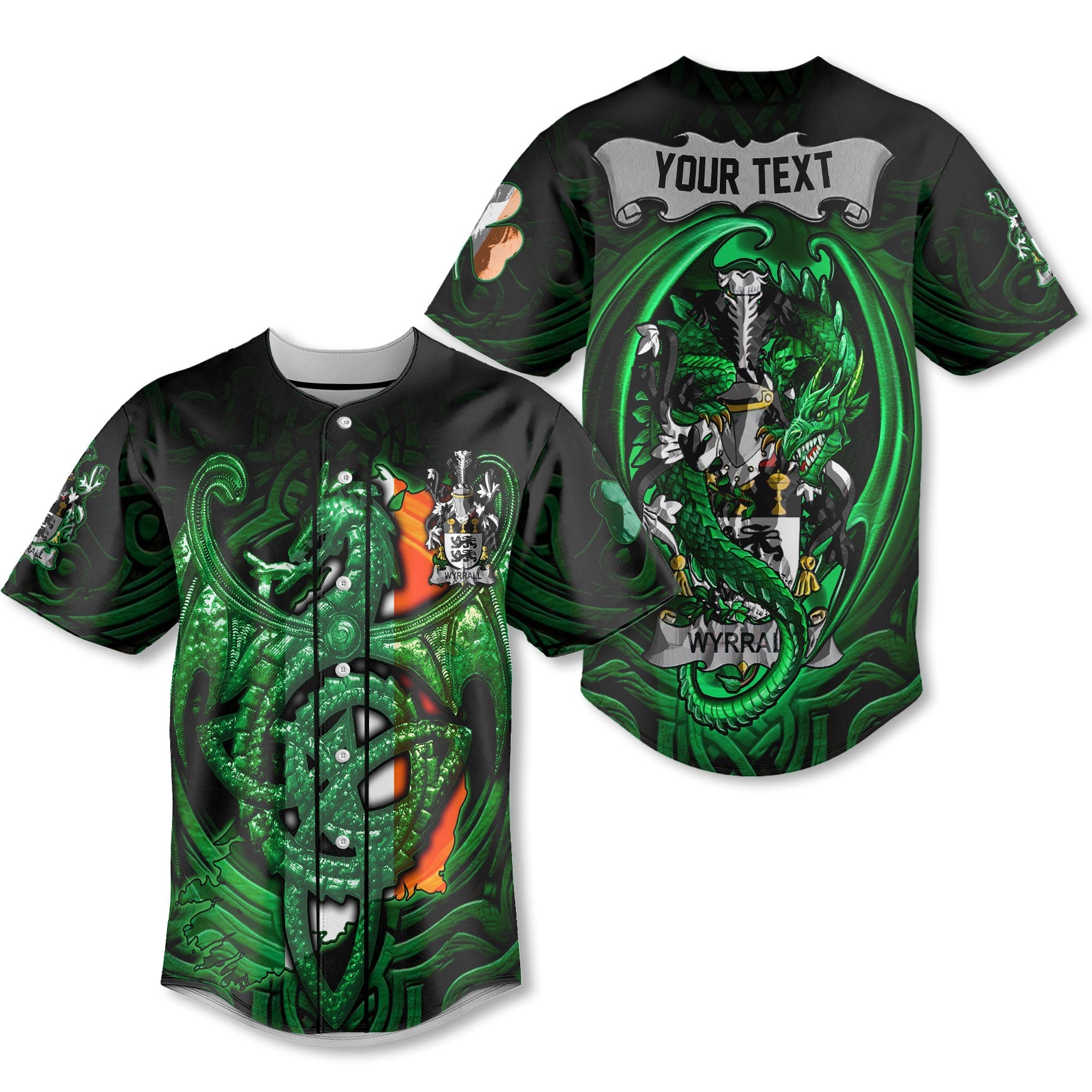 Wyrrall Baseball Jerseys The Green Dragon Of Ireland Style