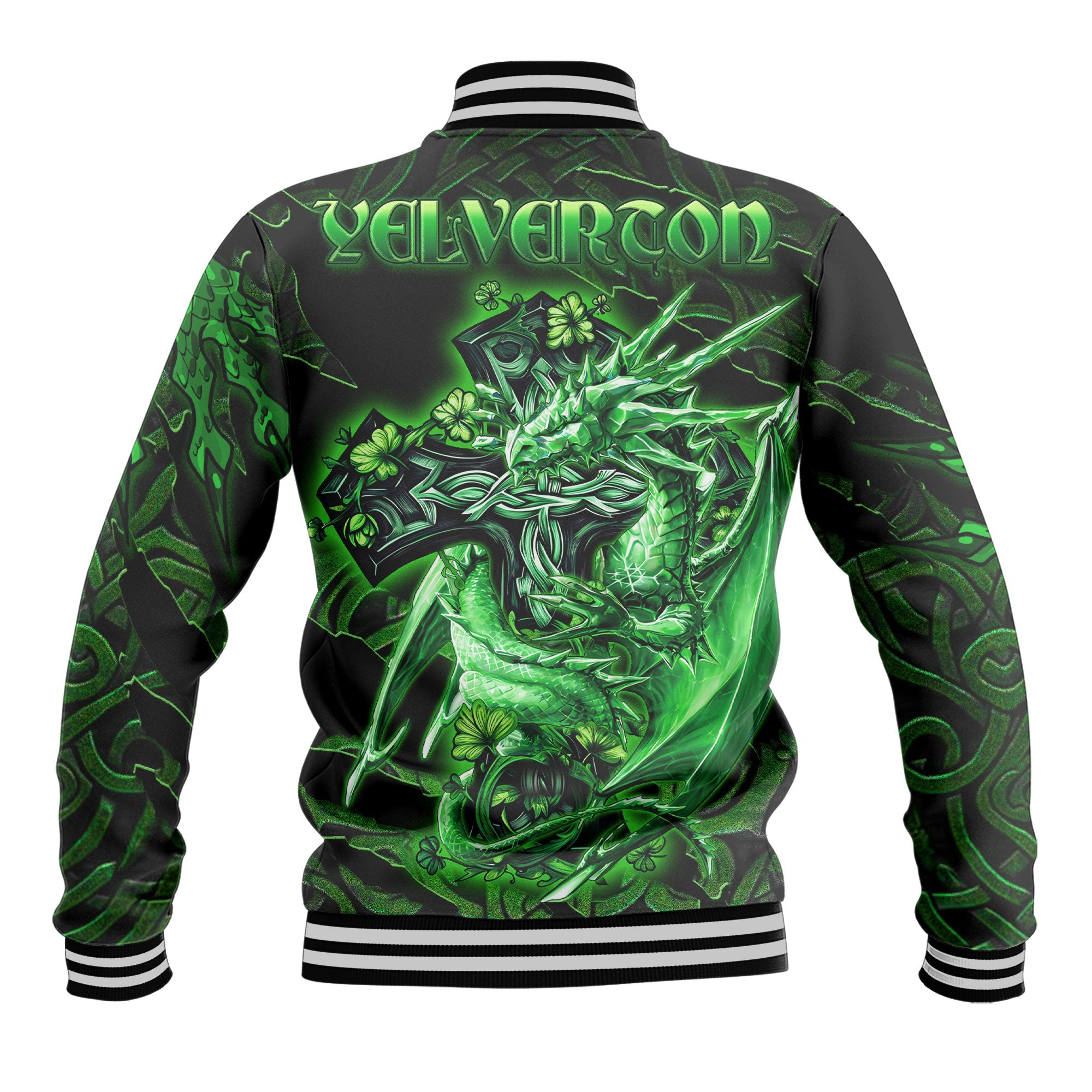 Yelverton Baseball Jackets Celtic Cross And Dragon Style