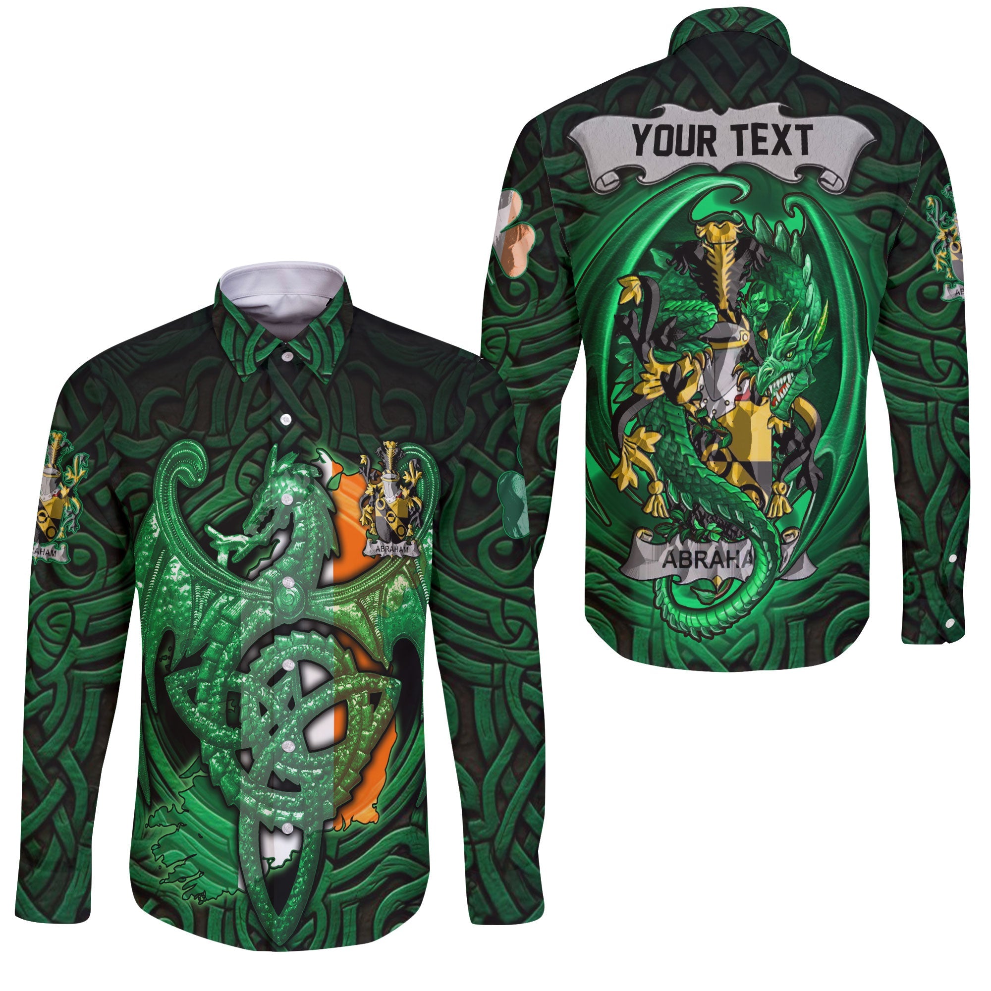 Abraham Long Sleeve Button Shirts The Green Dragon Of Ireland Style